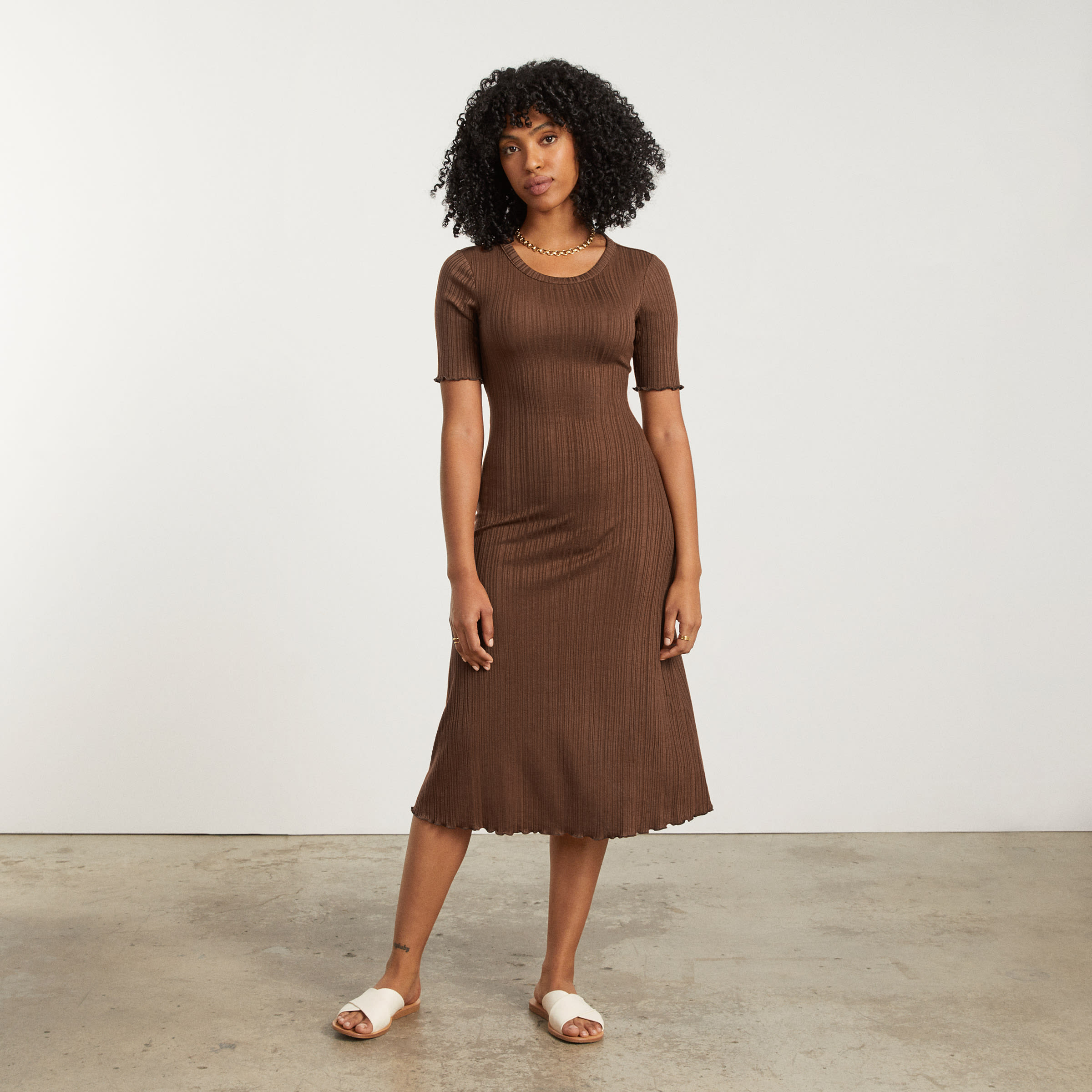 The Open Back Rib Dress Espresso – Everlane