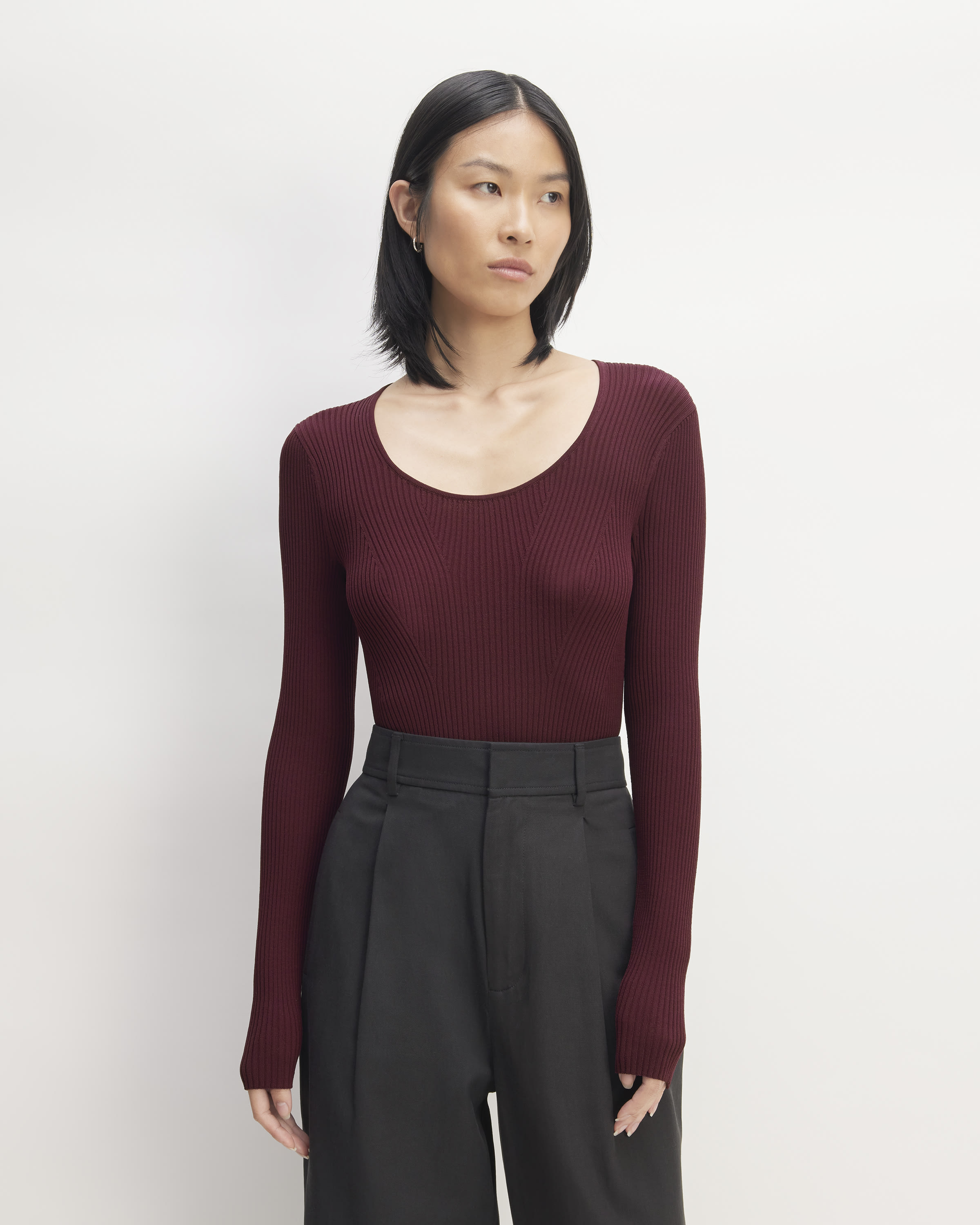 Black scoop neck sweater cheap