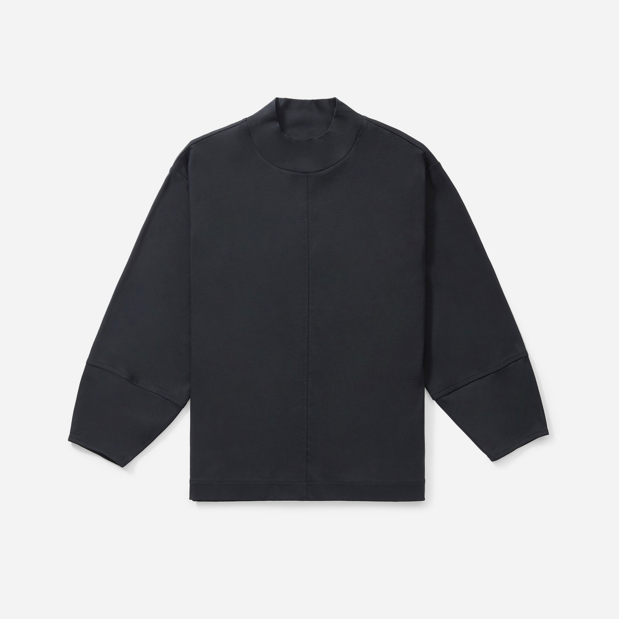 The Luxe Cotton Mockneck Tee Black Everlane