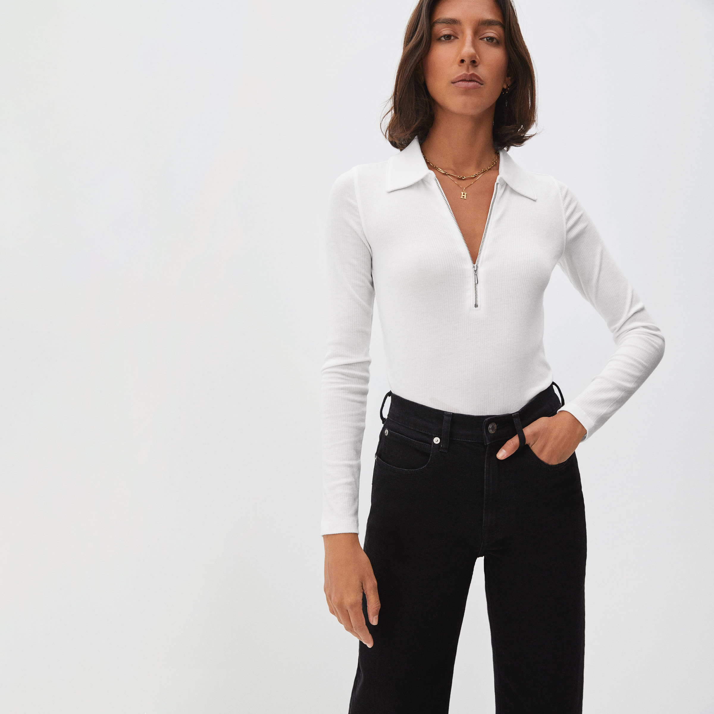 zip polo womens