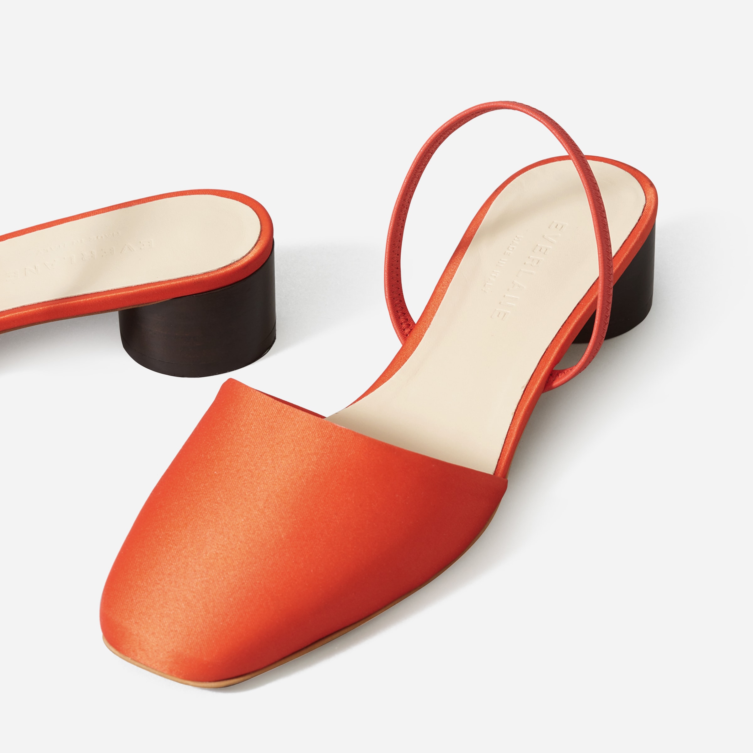 The Tapered Square Toe Slingback Bright Red Satin – Everlane