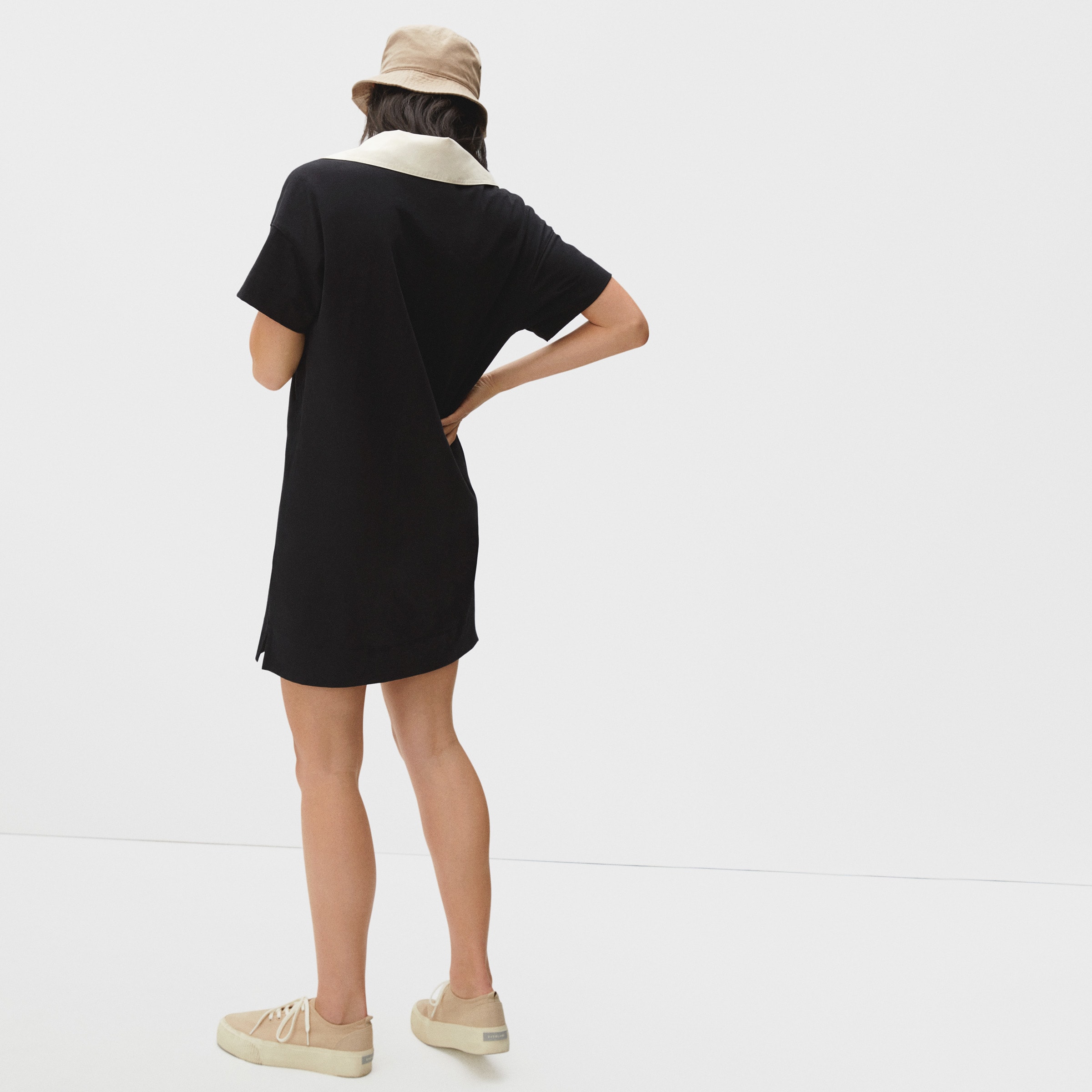 The Retro Jersey Polo Dress Black 