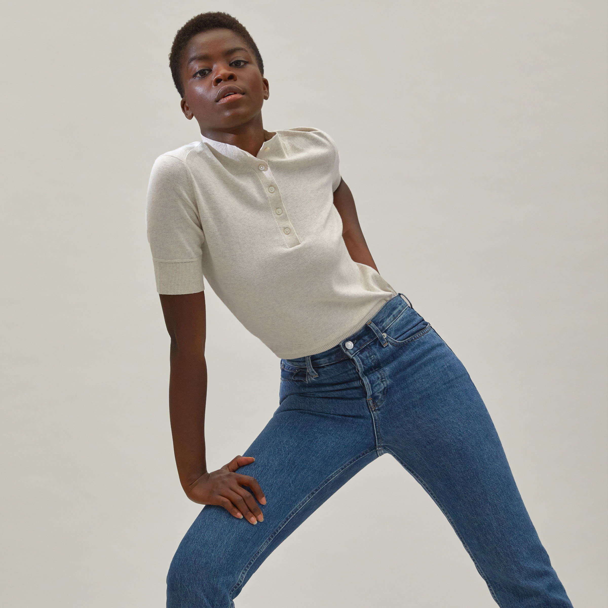 Everlane top cotton mockneck