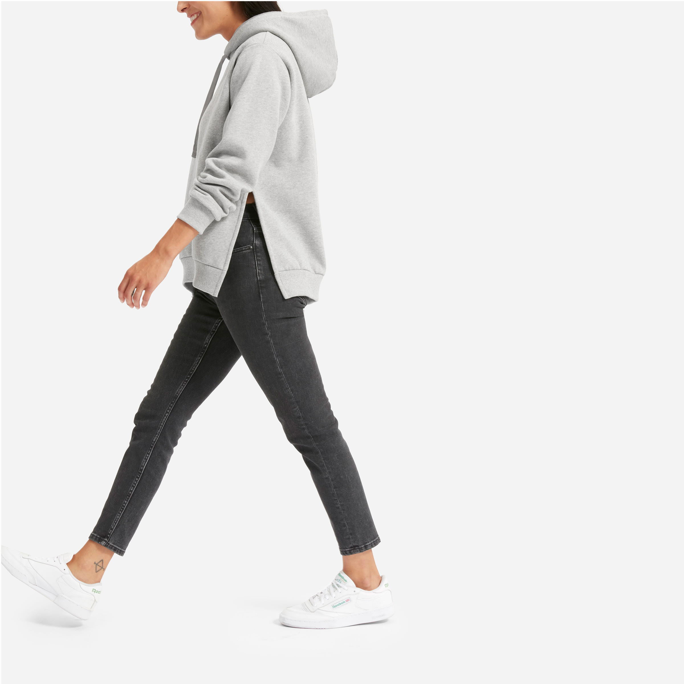 Reebok women's side slit fleece sweatshirt hot sale