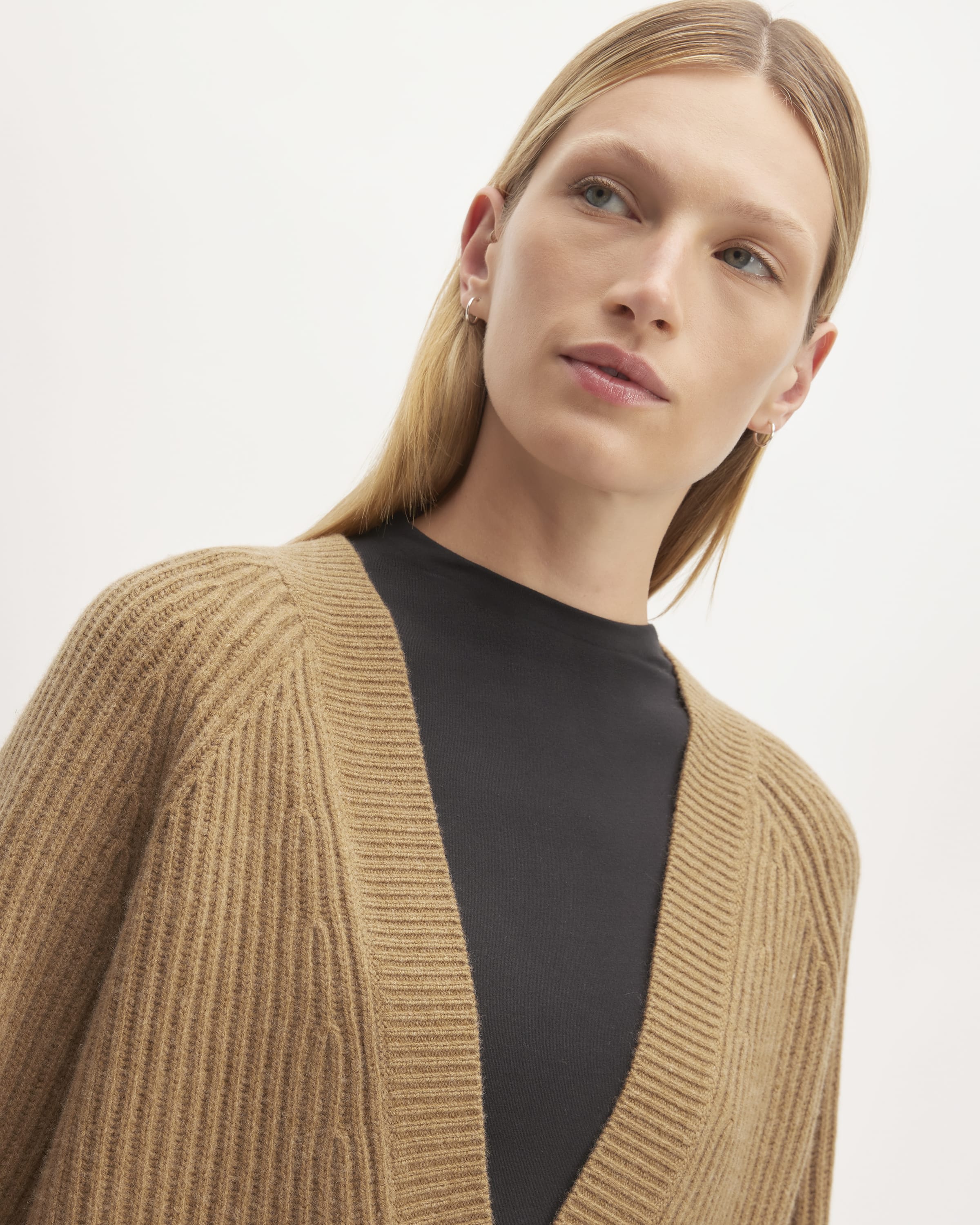 Camel cocoon cardigan top