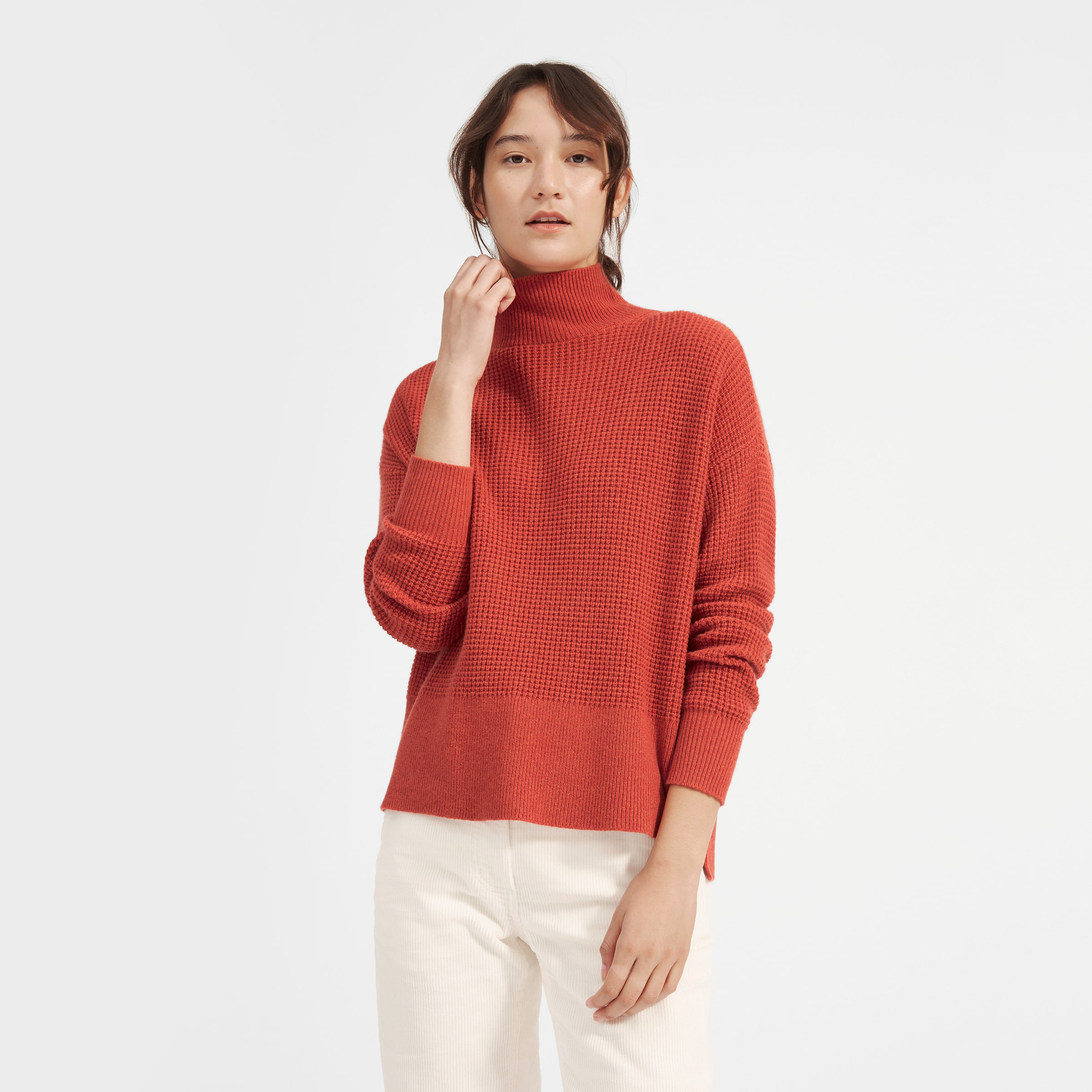 The Cashmere Waffle Square Turtleneck Heather Rust Everlane