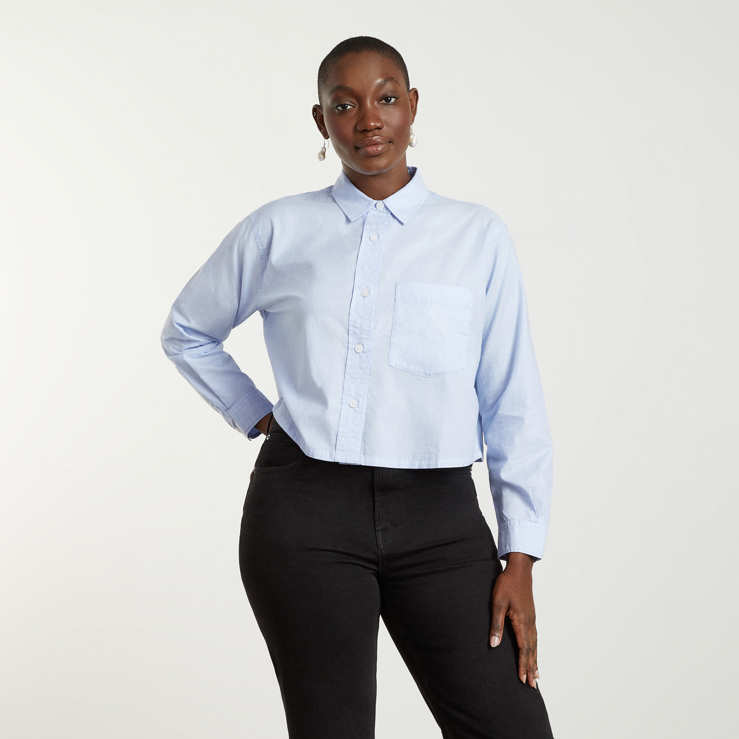 Blue button up shirt cheap womens