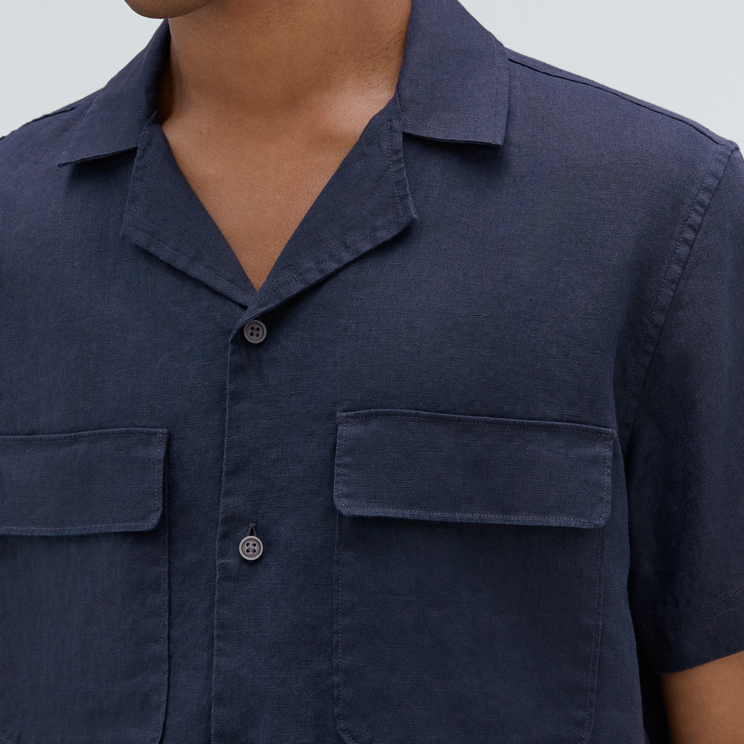 The Linen Camp Shirt Navy – Everlane