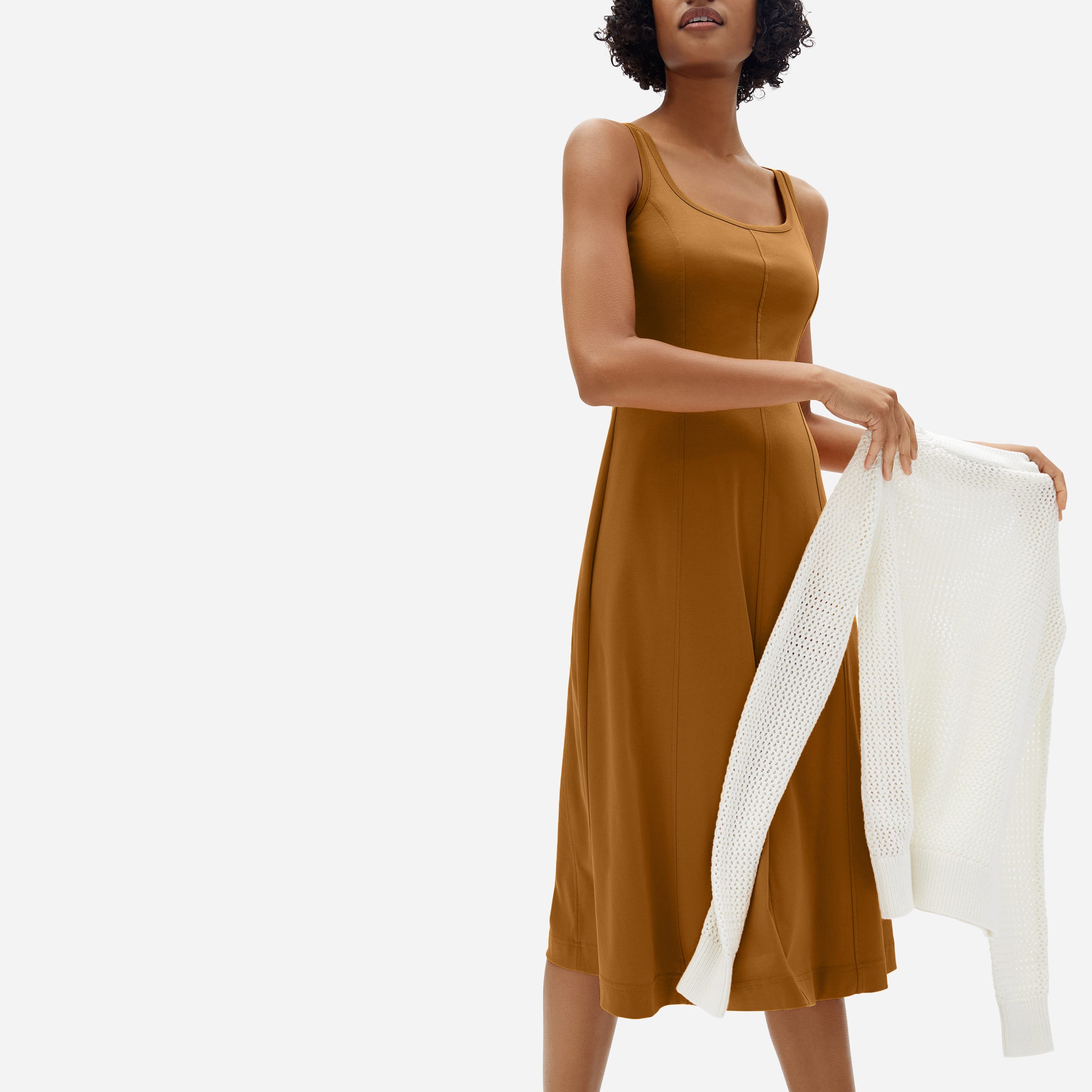 the luxe cotton seamed tank dress