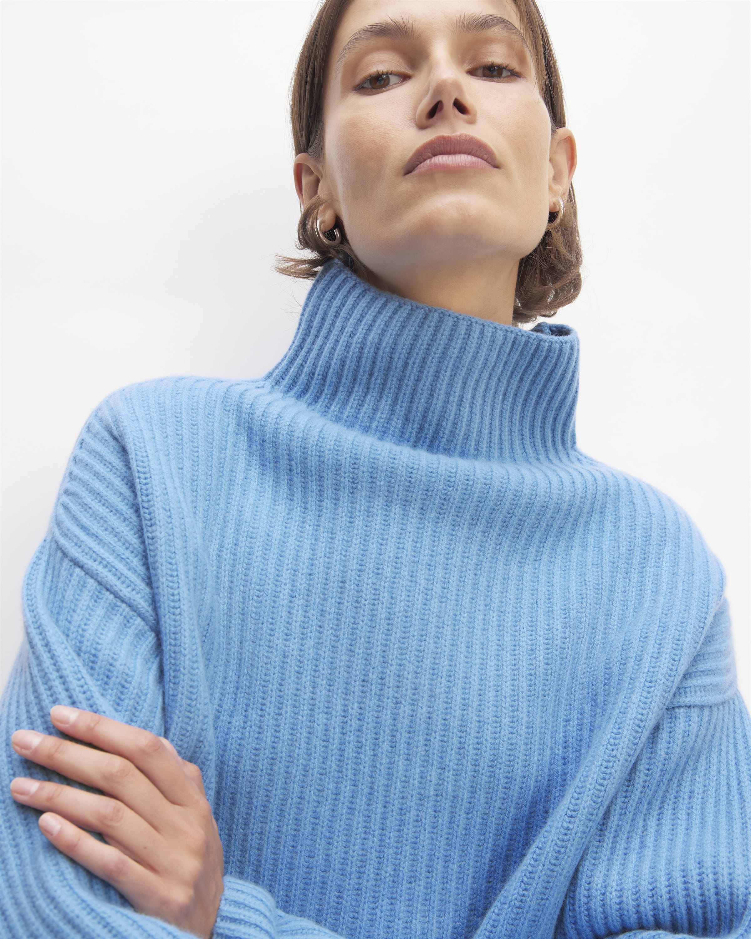 Blue funnel neck jumper outlet