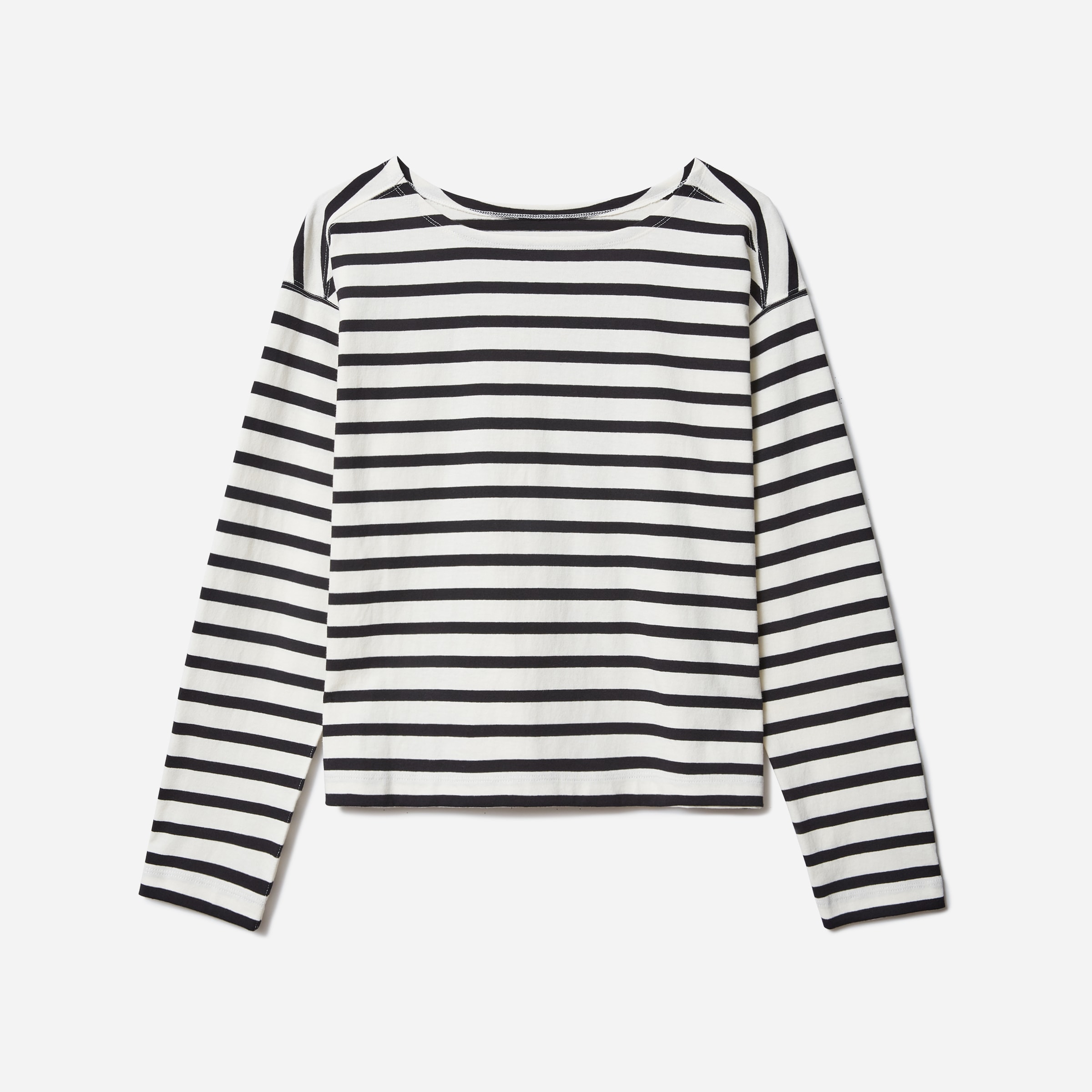 new  cotton large breton  striped t shirt black&white