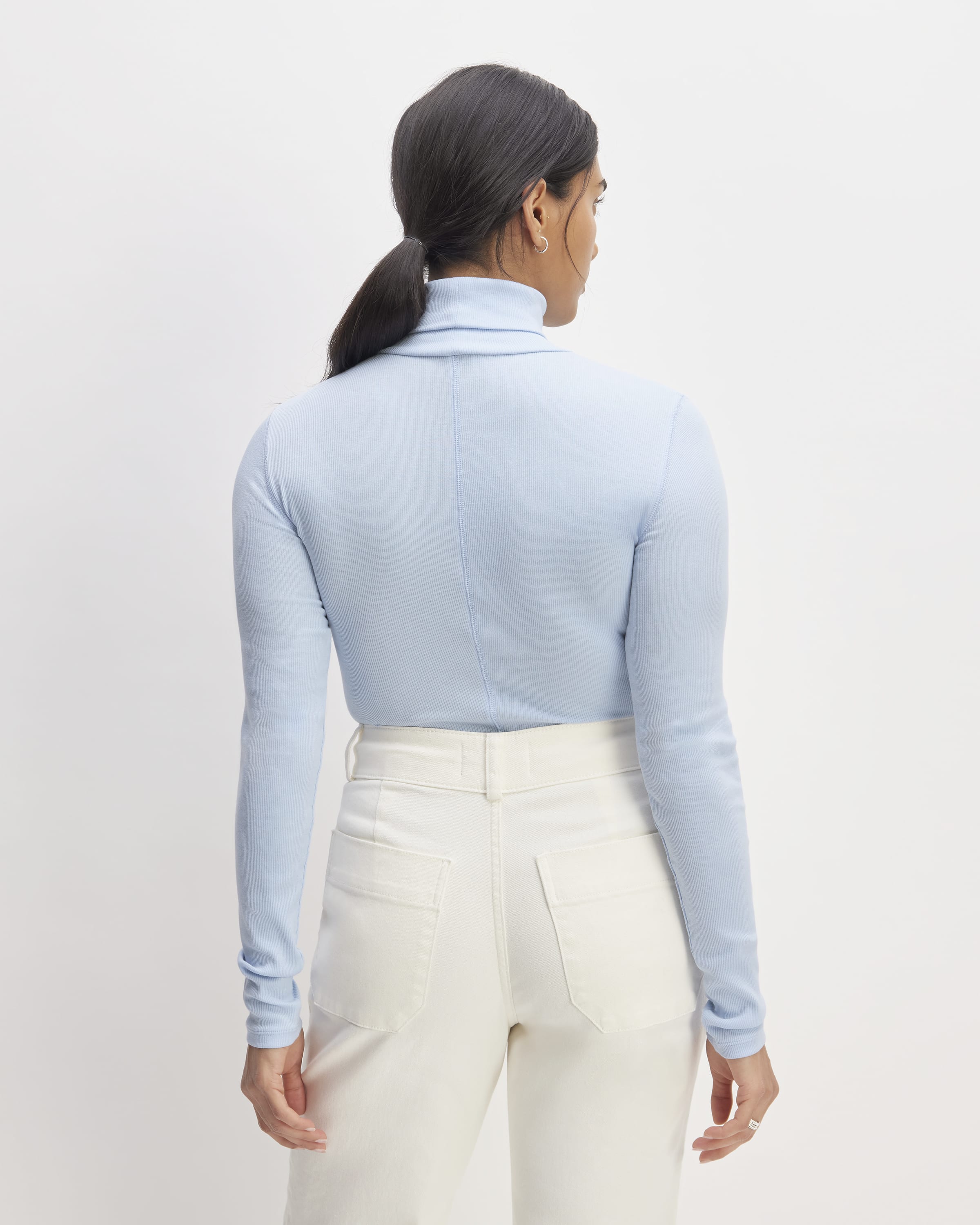 The Supima Micro Rib Turtleneck Chambray Blue Everlane