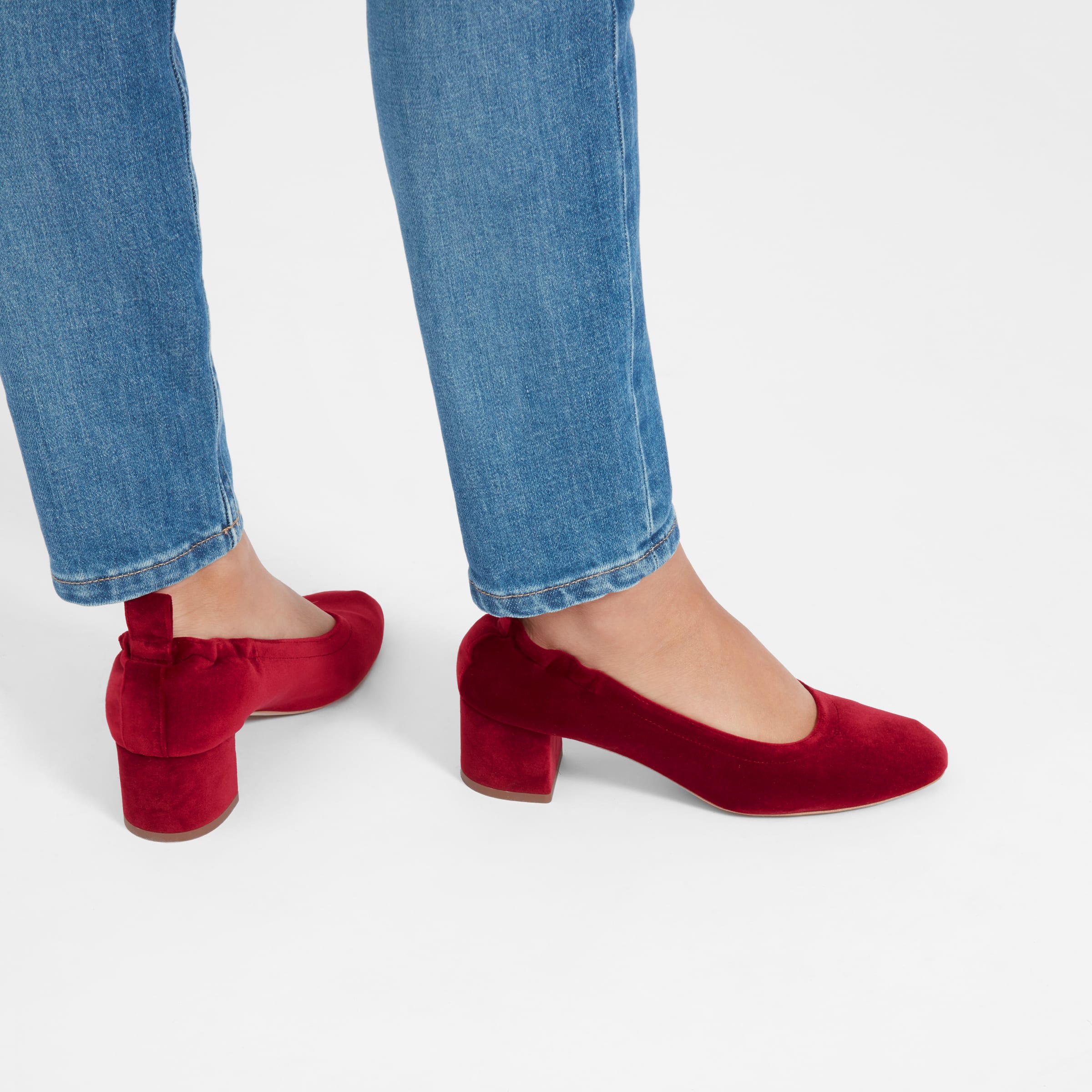 everlane red suede day heel