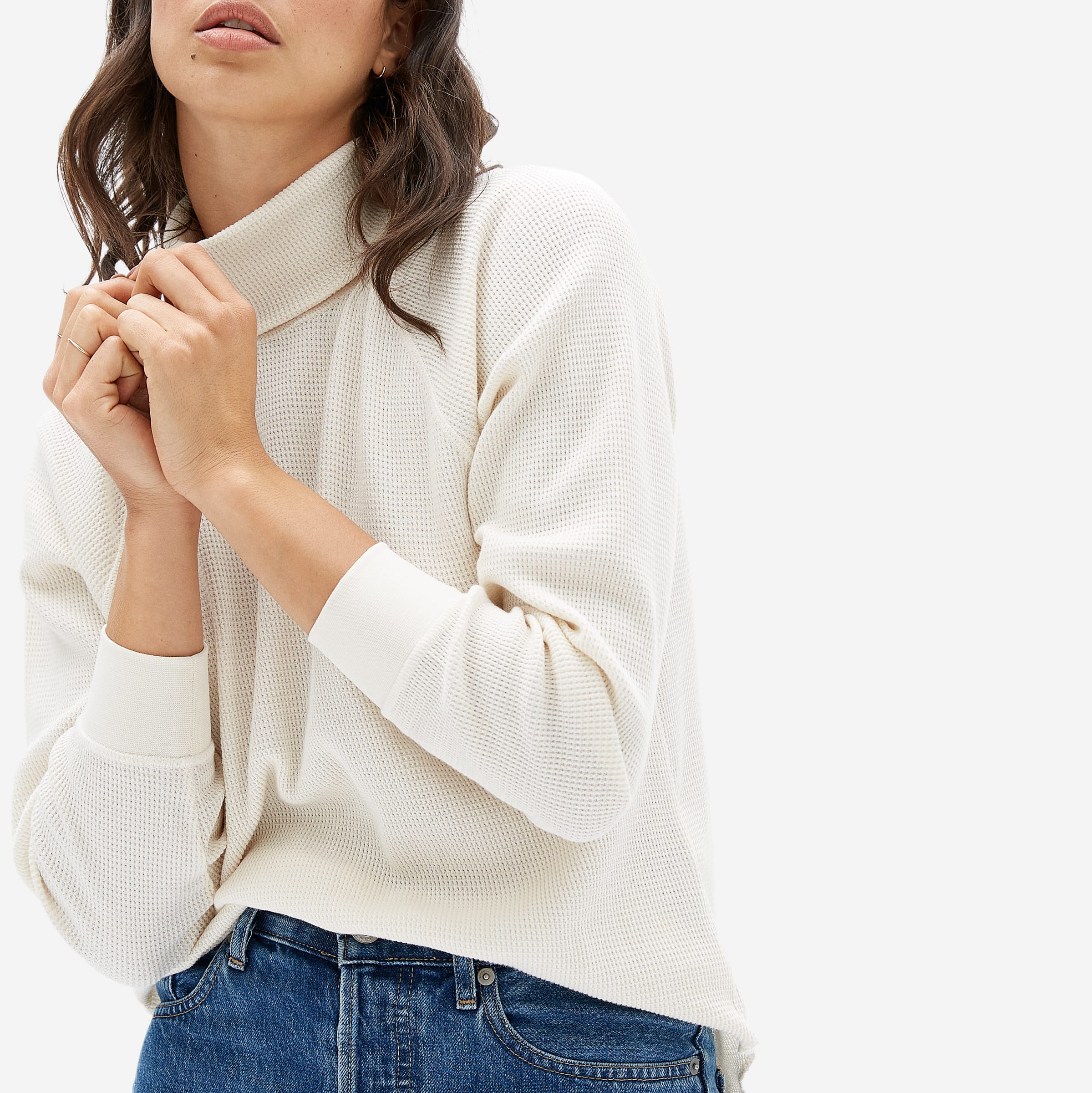 Organic Cotton Turtleneck Waffle Tee 