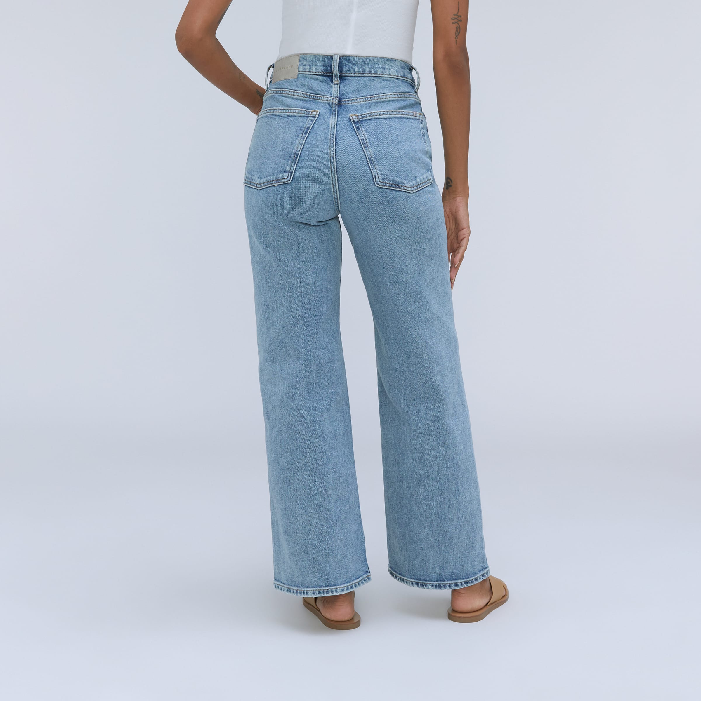 Woman's Denim Wide-leg sailor jeans with raw edging
