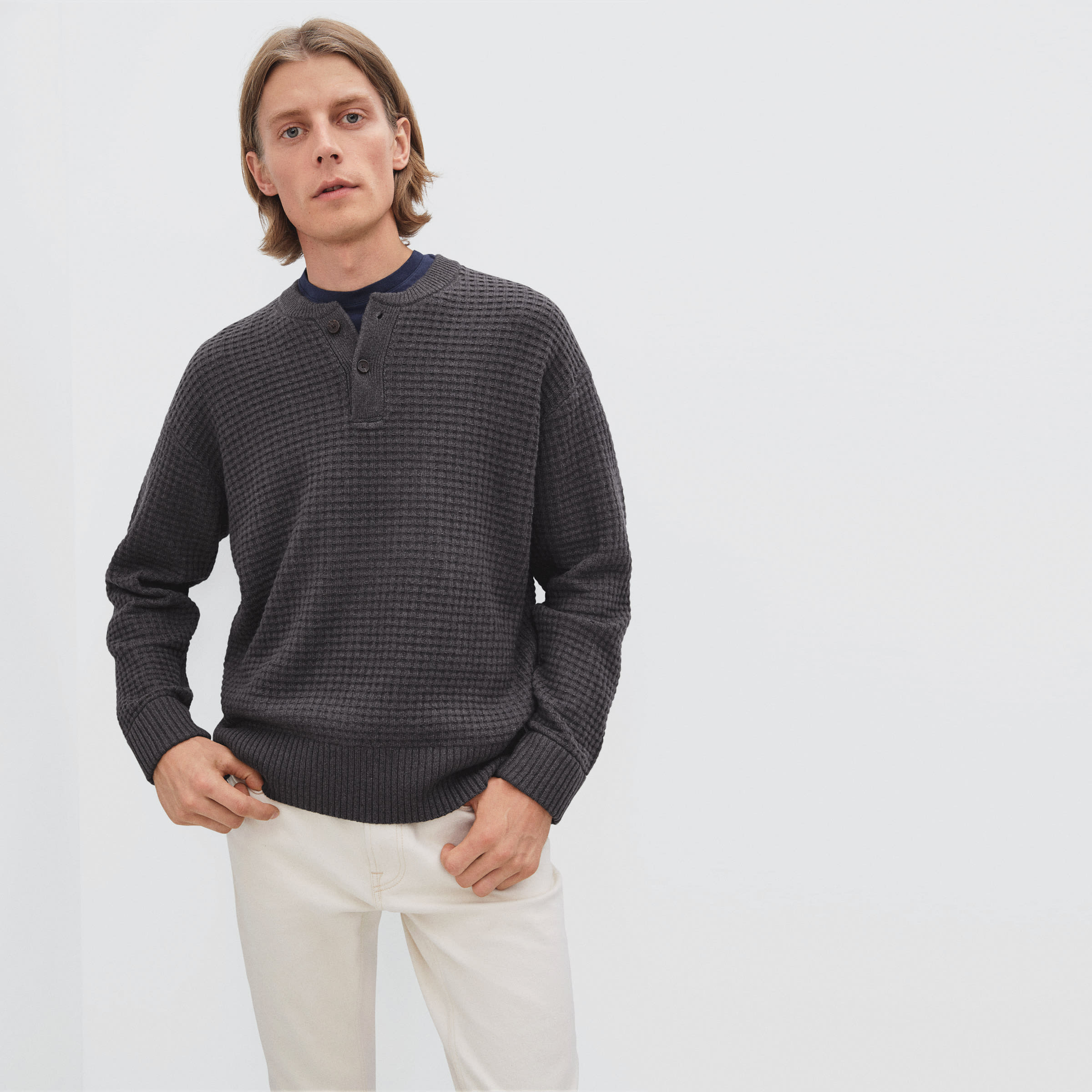 ReCashmere Waffle Henley Carob – Everlane