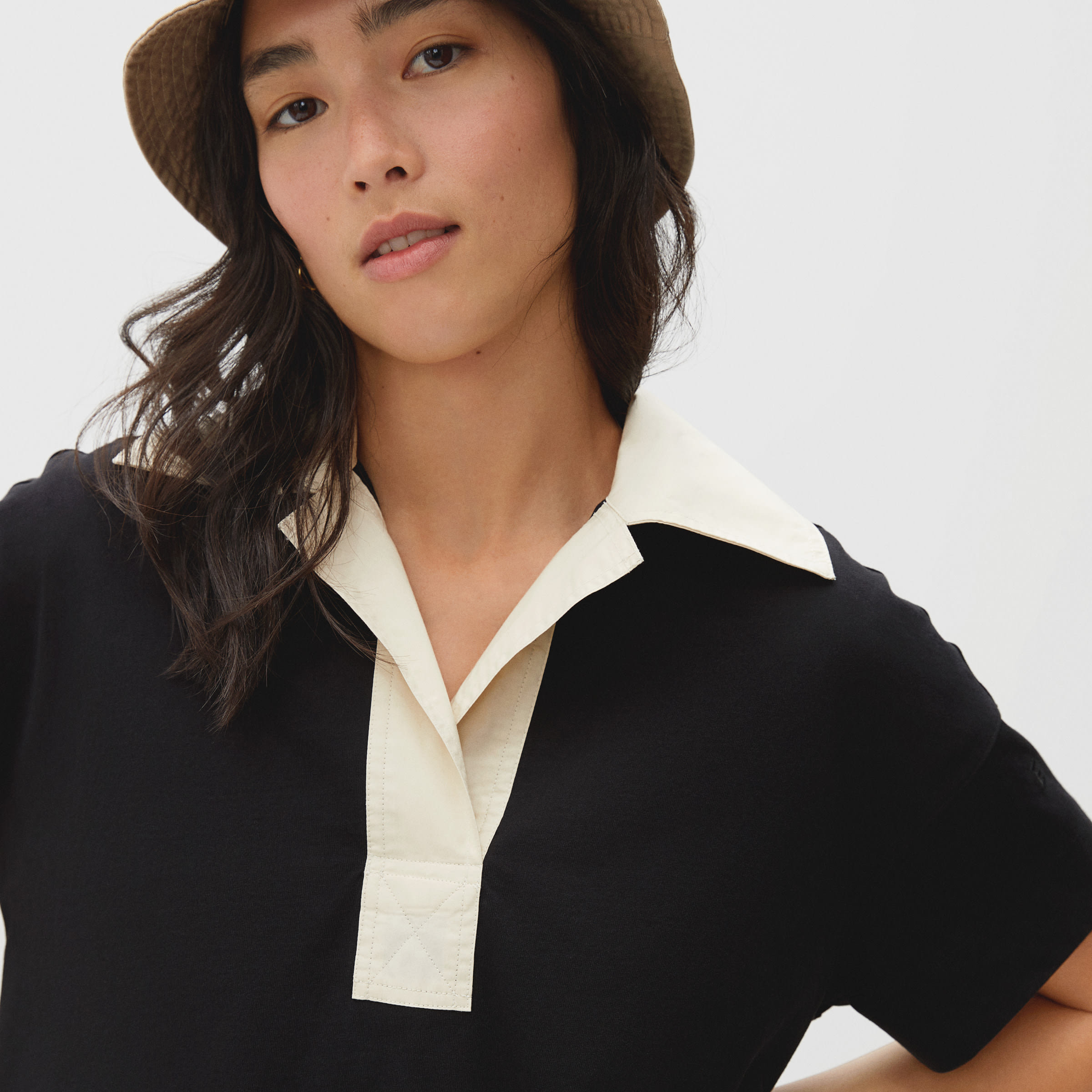 The Retro Jersey Polo Dress Black 