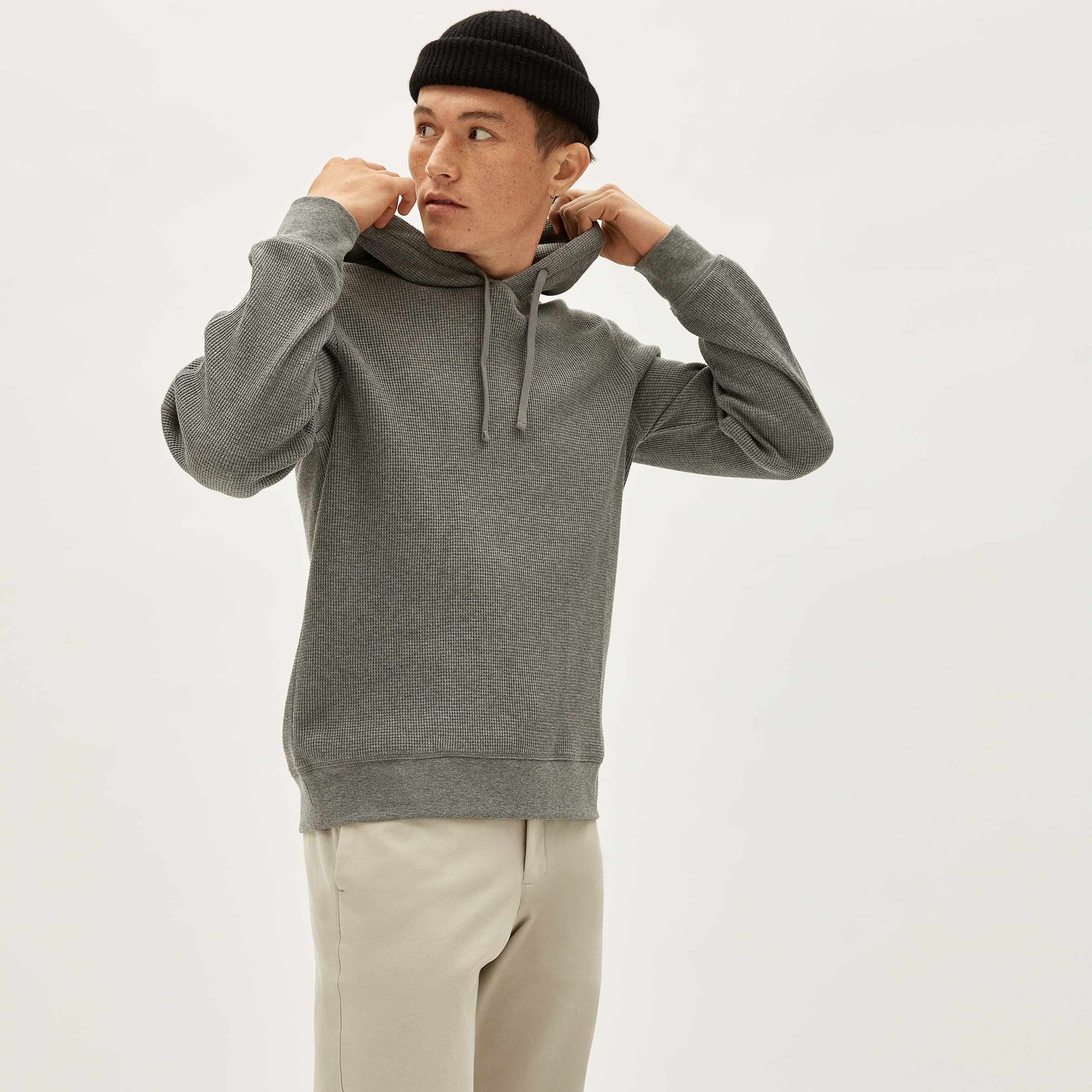 men's waffle knit hoodie