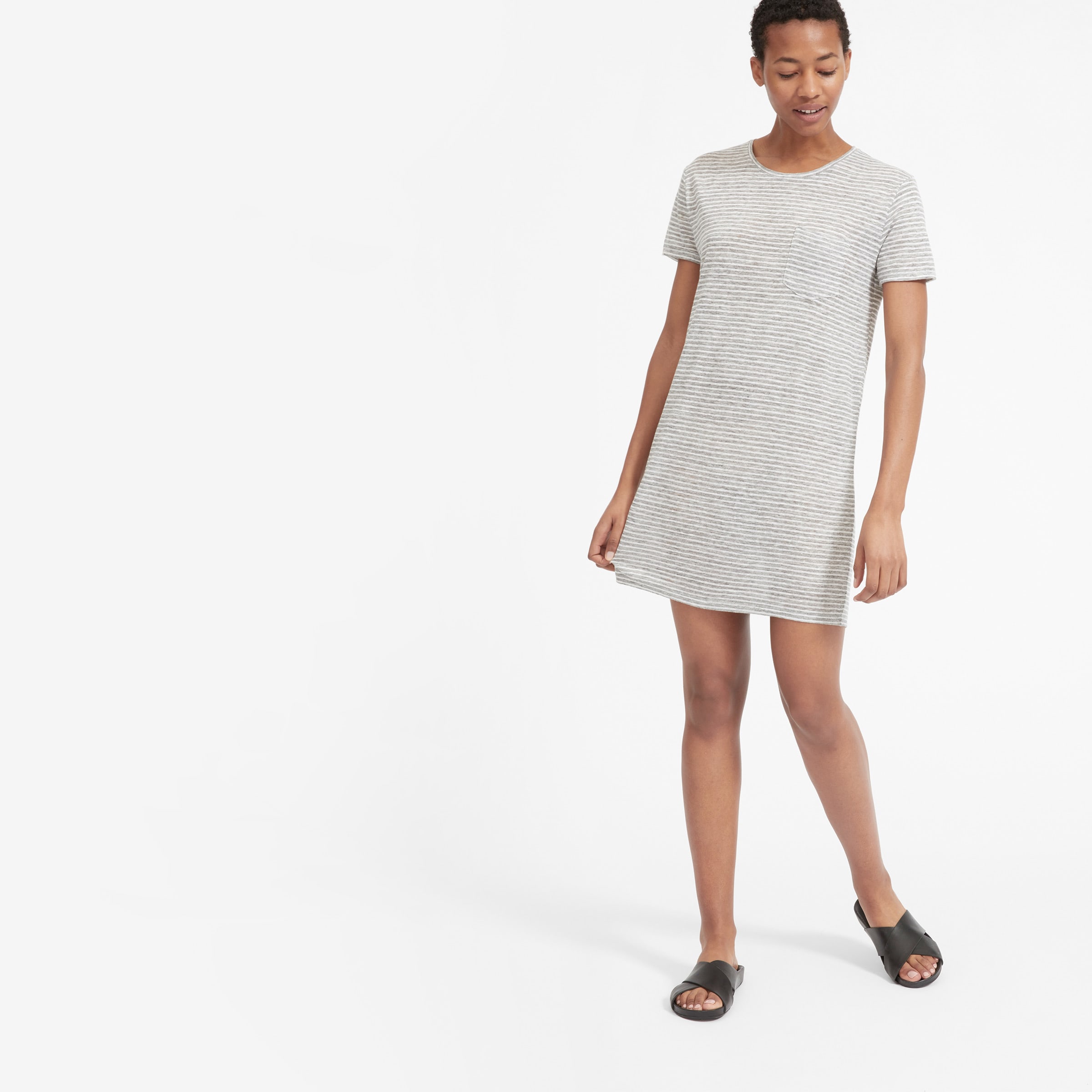 The Linen Box-Cut Tee Dress Grey 