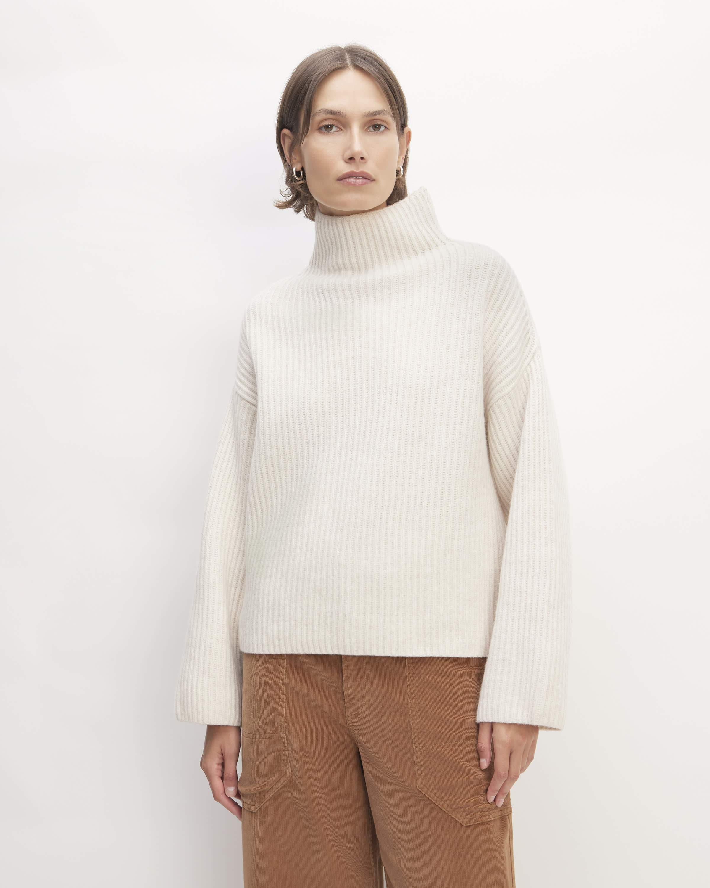 The Felted Merino Funnel Neck Pullover Black Everlane