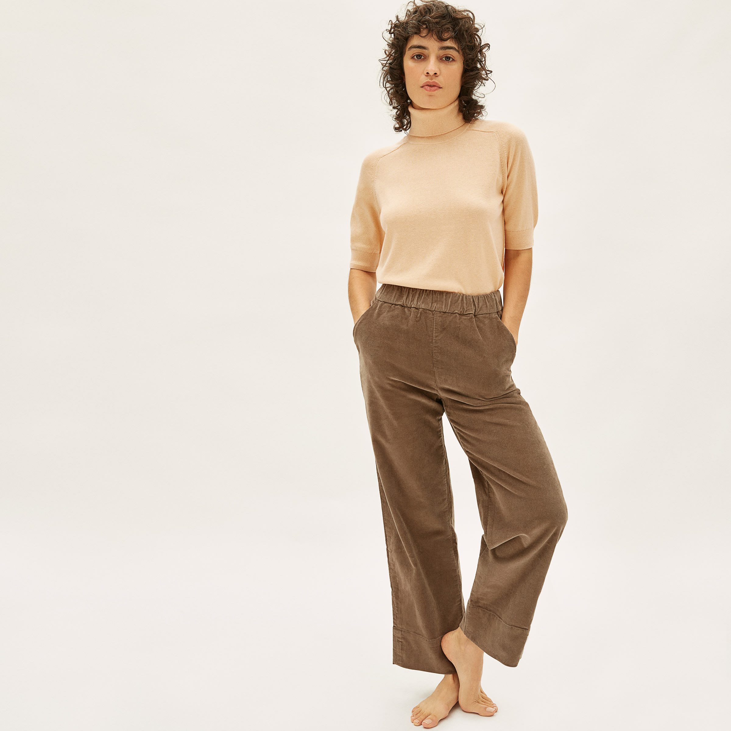 The Cotton–Merino Turtleneck Tee Sesame 