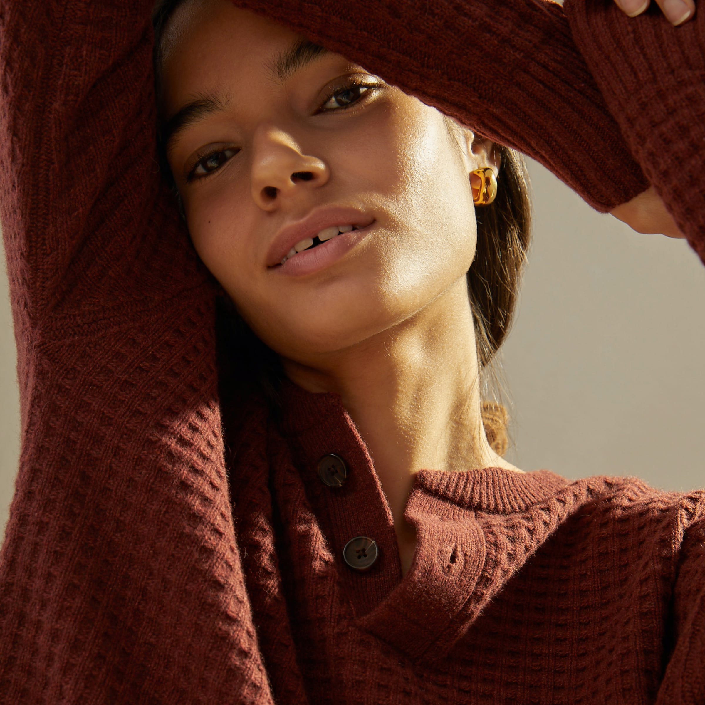 The Belgian Waffle Henley In Recashmere Heathered Clay Everlane The Belgian Waffle Henley In Recashmere Heathered Clay Everlane
