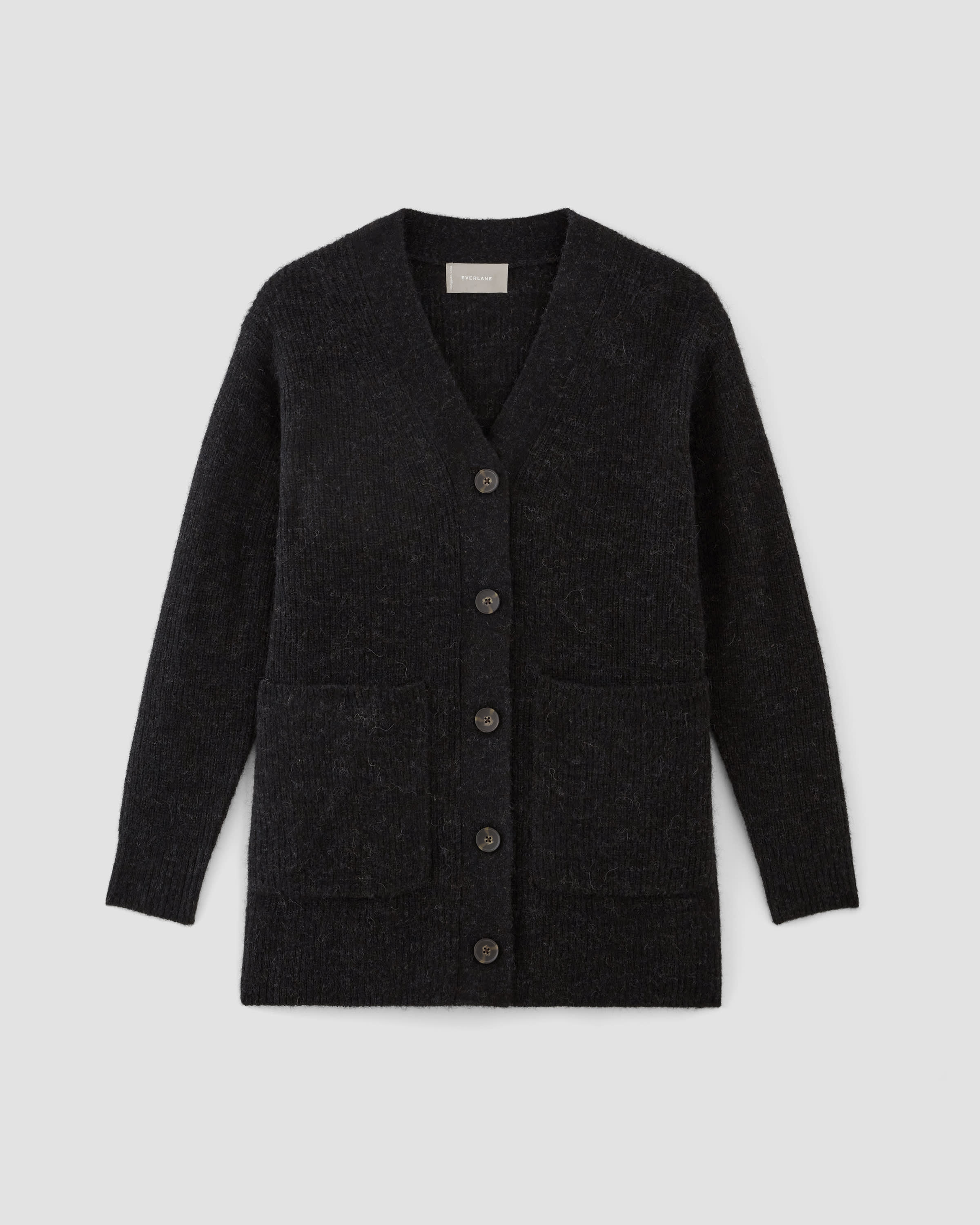 The Oversized Alpaca Pocket Cardigan Heathered Black – Everlane