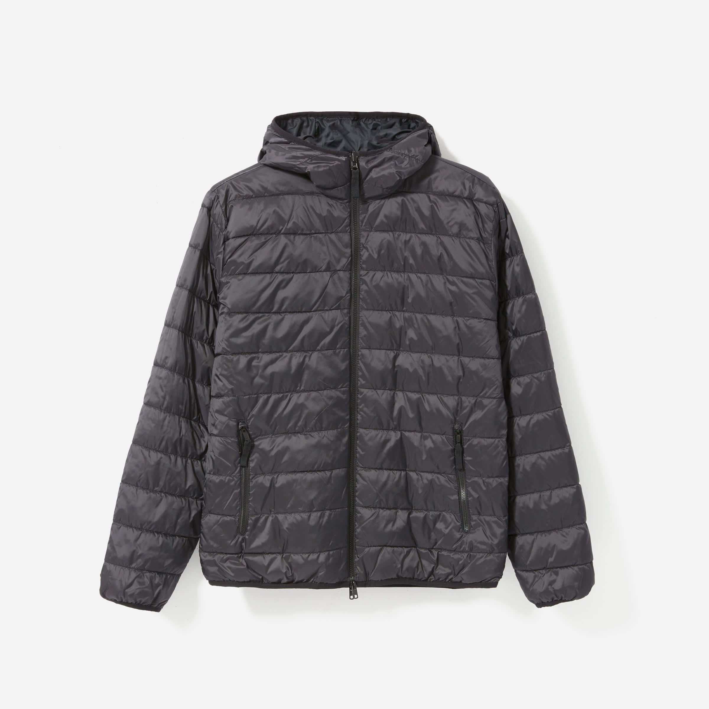 The ReNew Lightweight Hooded Puffer Black Black Everlane