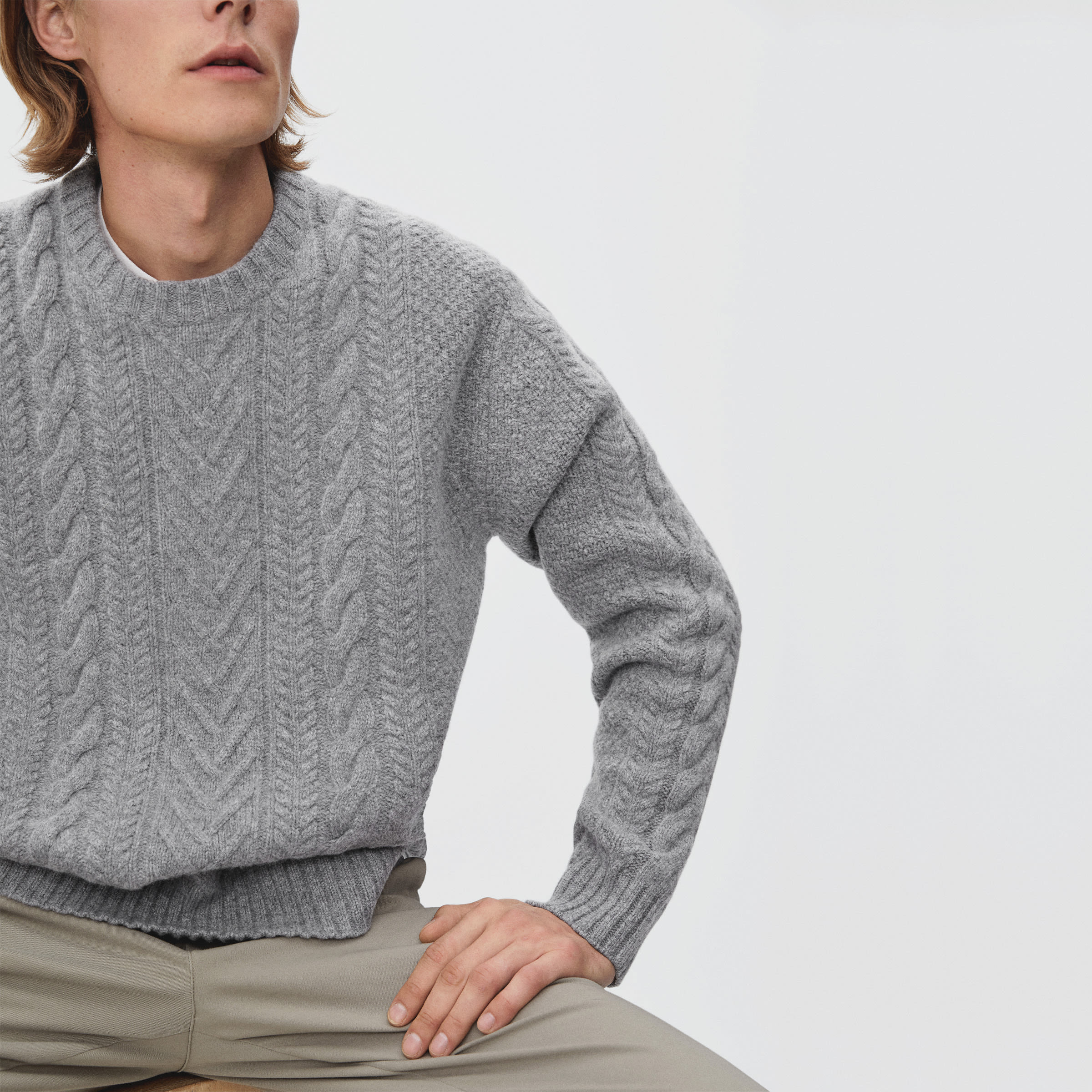The Felted Merino Cable-Knit Crew 