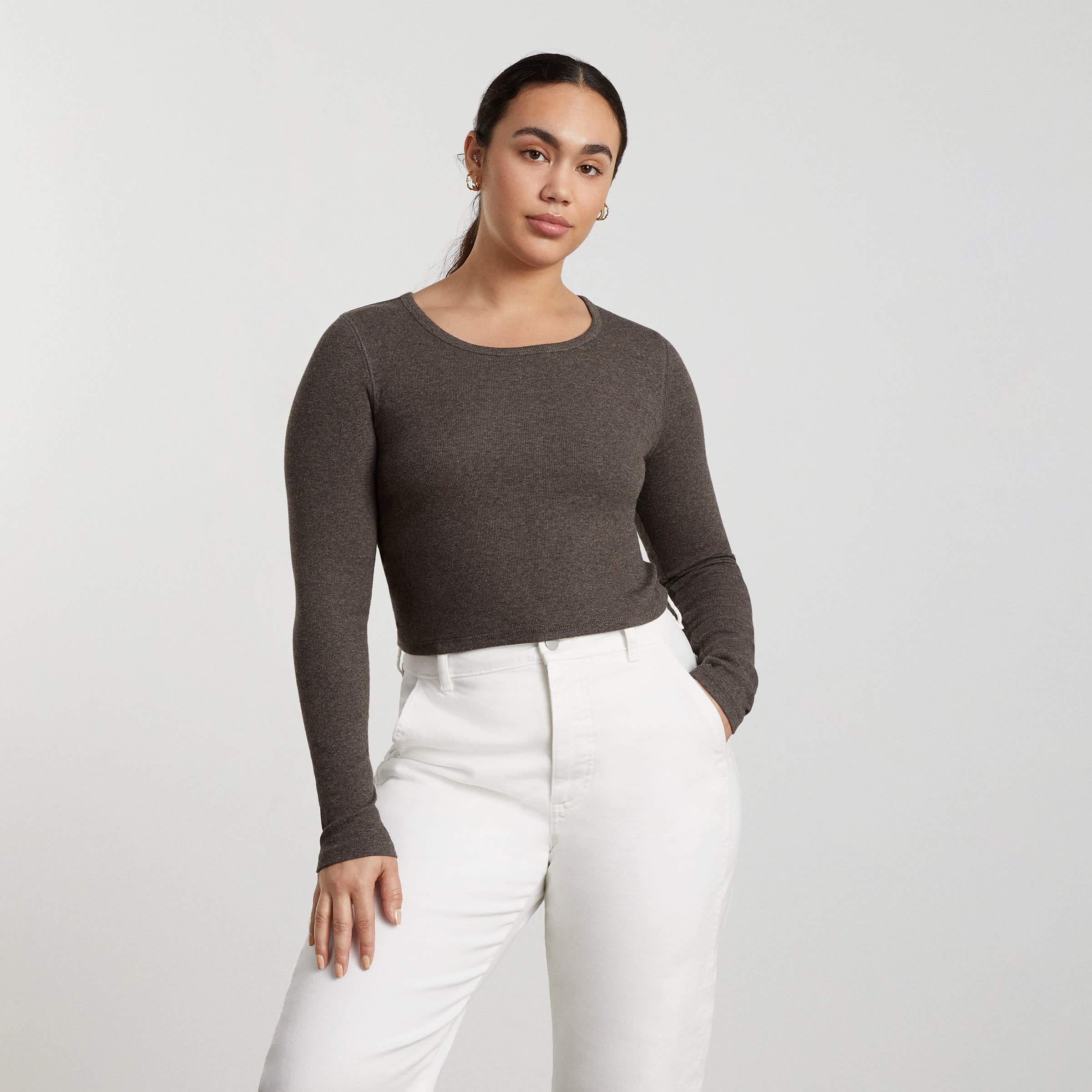 The Pima Stretch Long-Sleeve White – Everlane