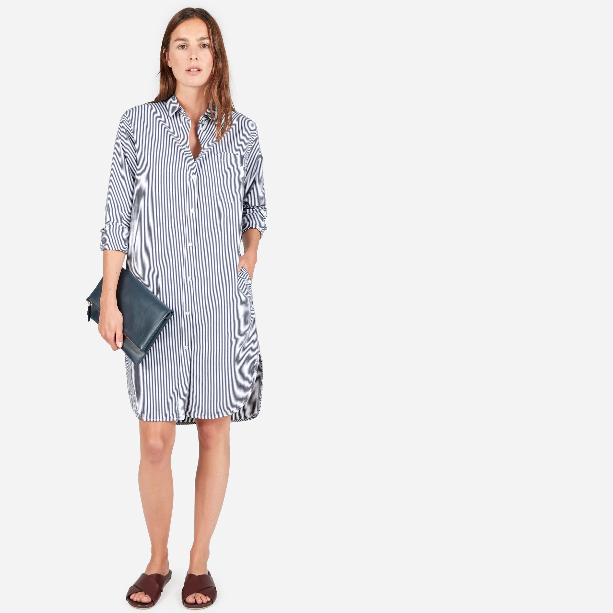 cotton shirt dress with pockets