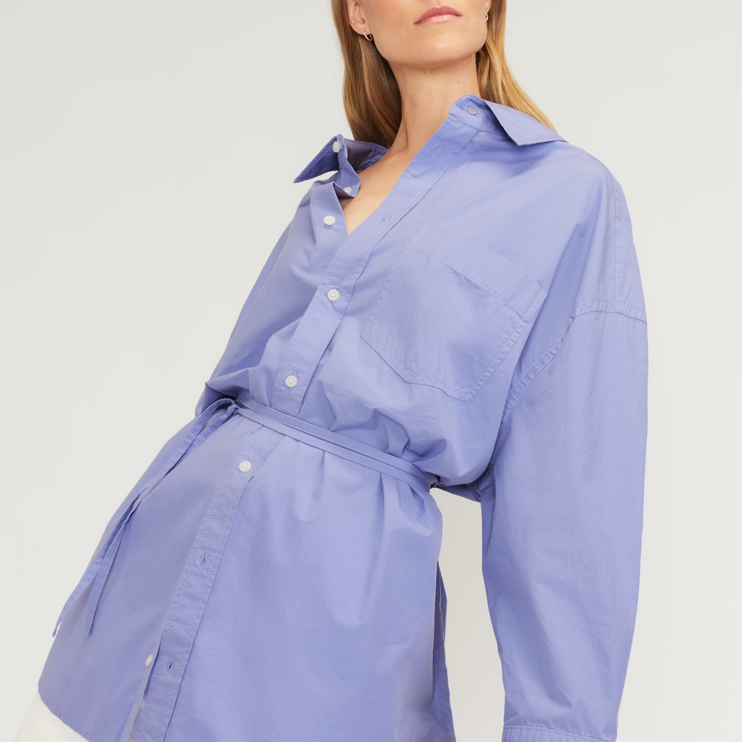 The Poplin Tie Back Shirt Cornflower Blue – Everlane