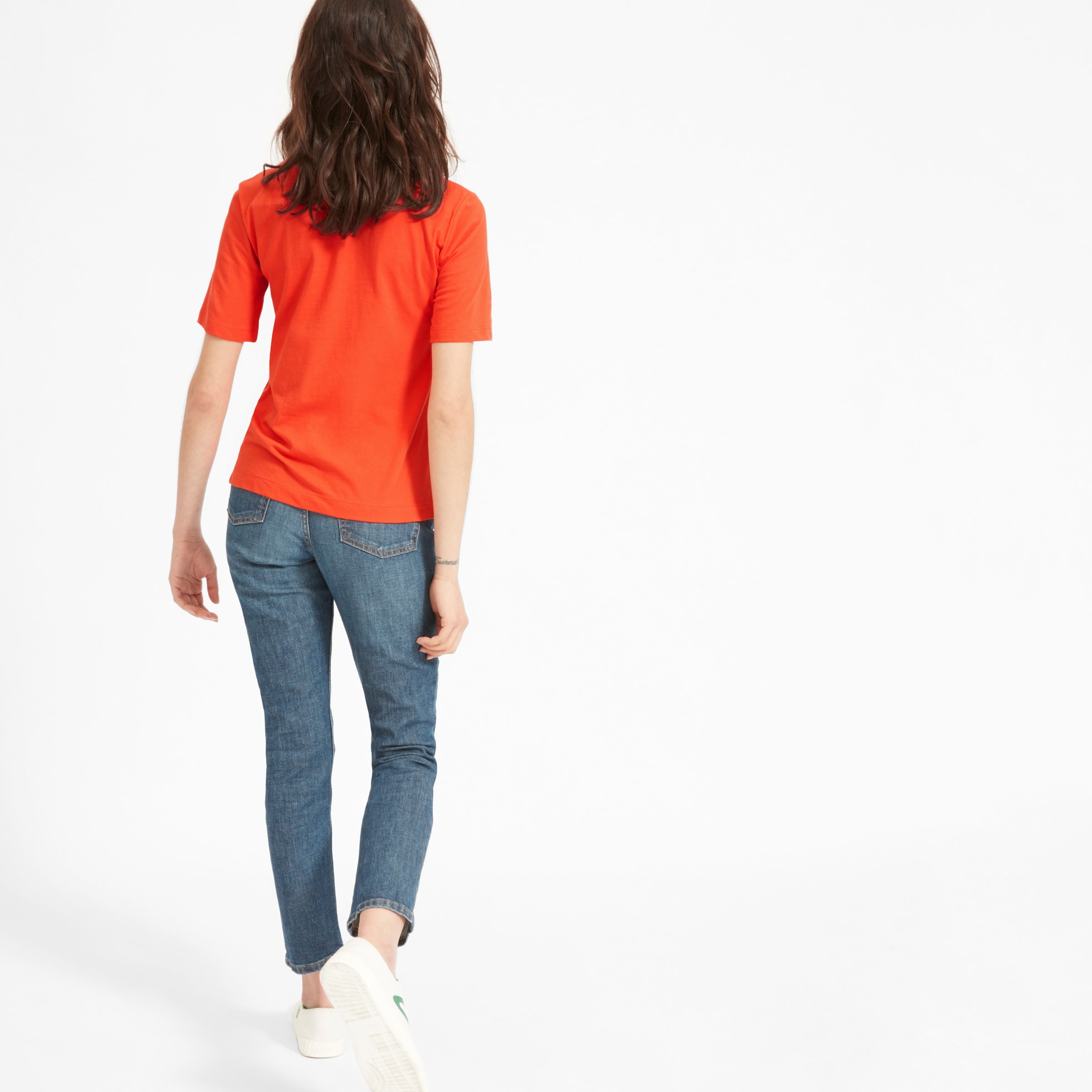 The Cotton Mockneck Tee Poppy Red Everlane