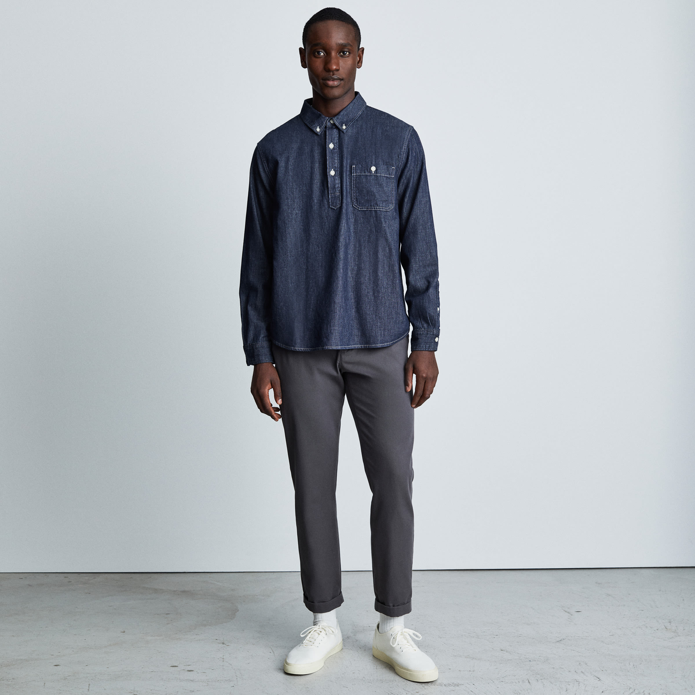 The Denim Popover Shirt Dark Indigo 
