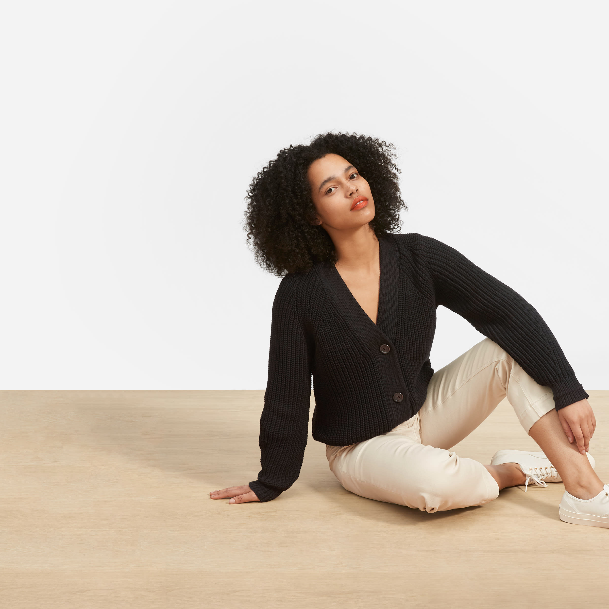 everlane black cardigan