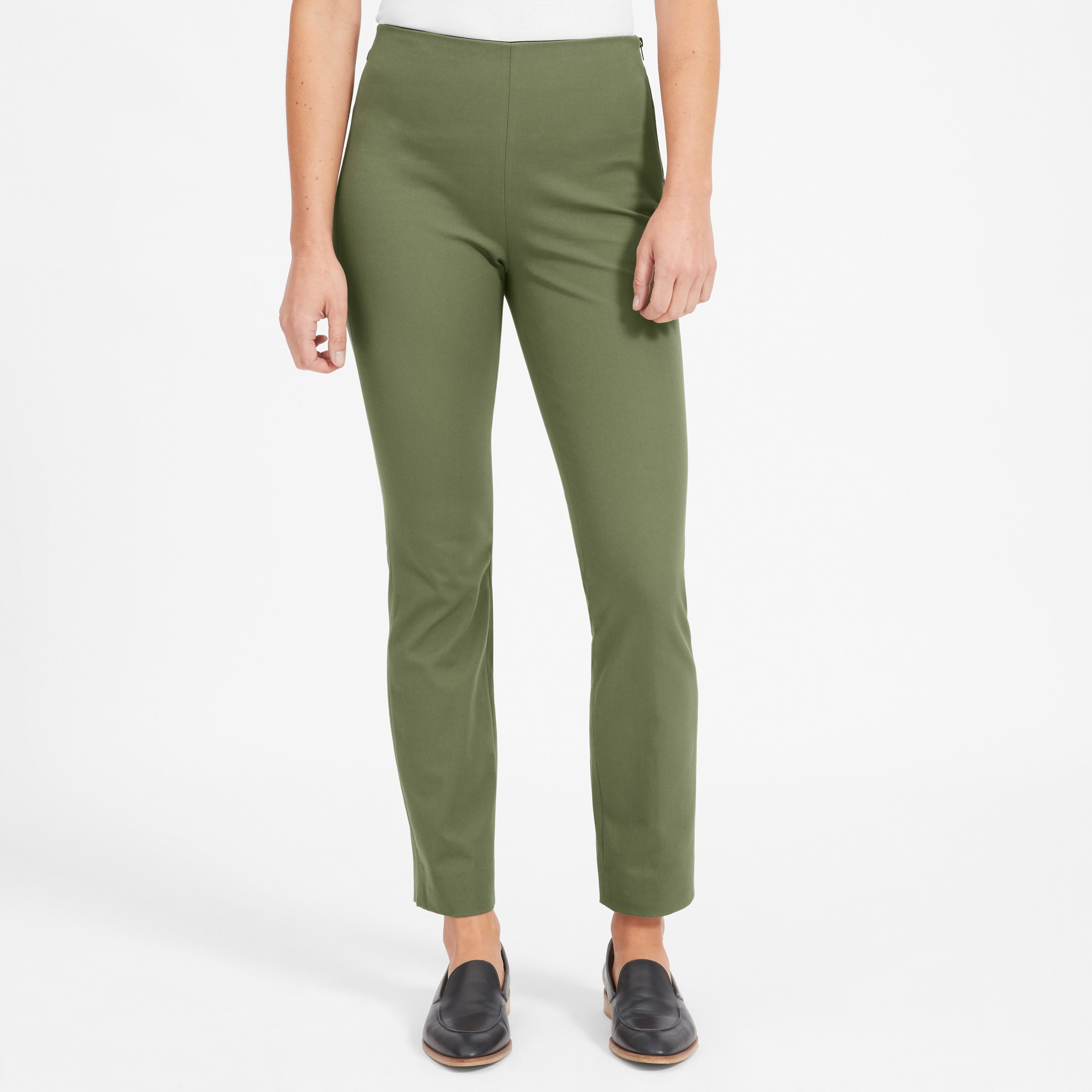 Mélange Ponte Topstitched Slim Cropped Side Zip Pant | Theory
