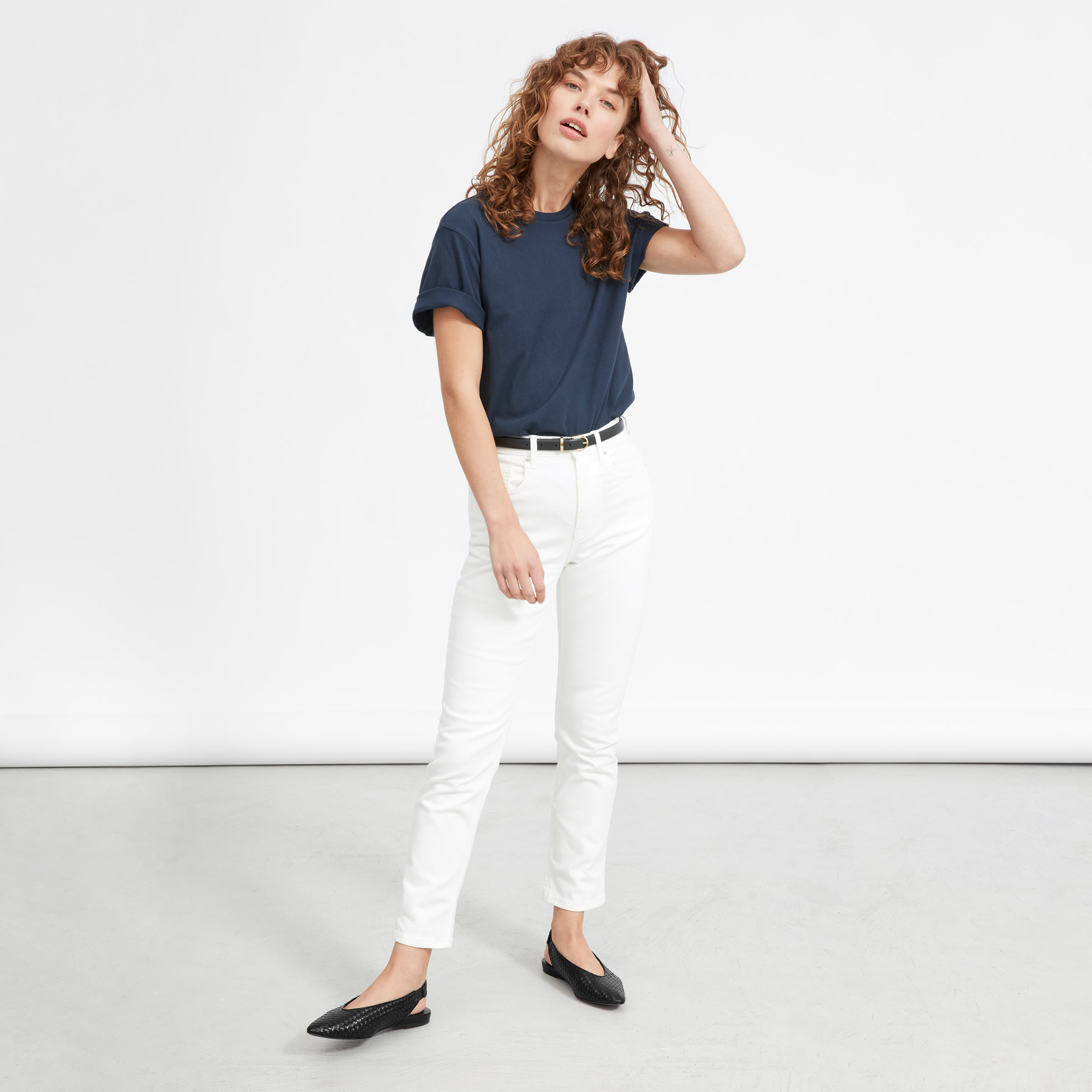 The V Slingback Black Woven Everlane