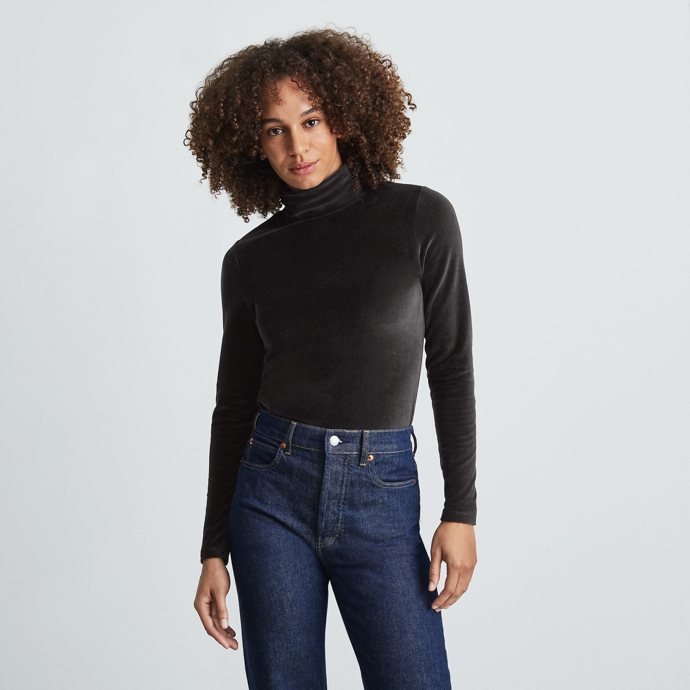 The Velour Turtleneck Top Black – Everlane