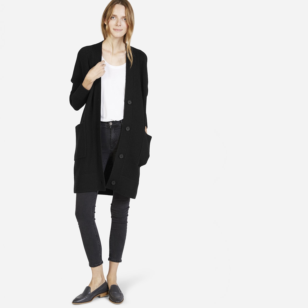 everlane chunky wool cardigan