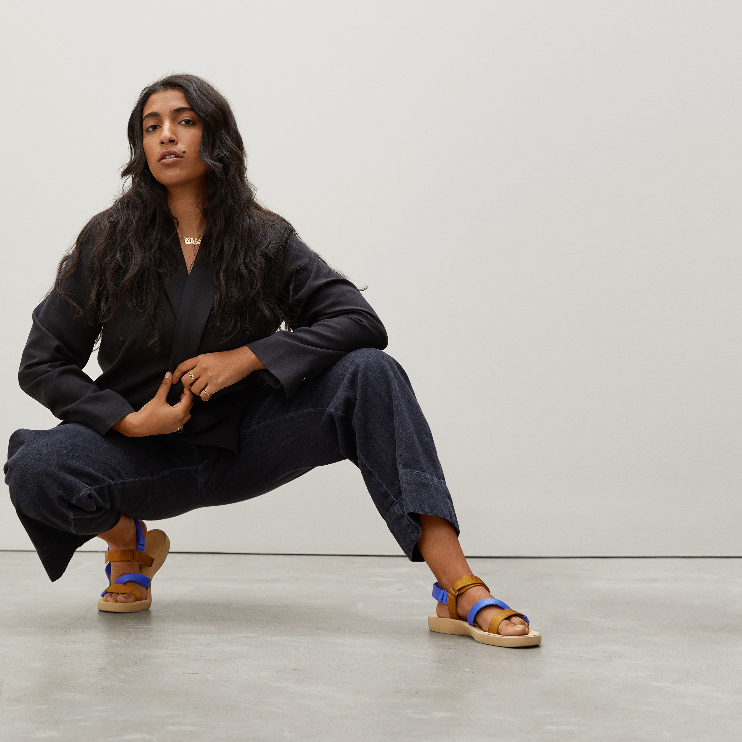 The ReNew Sport Sandal Brown Blue Everlane