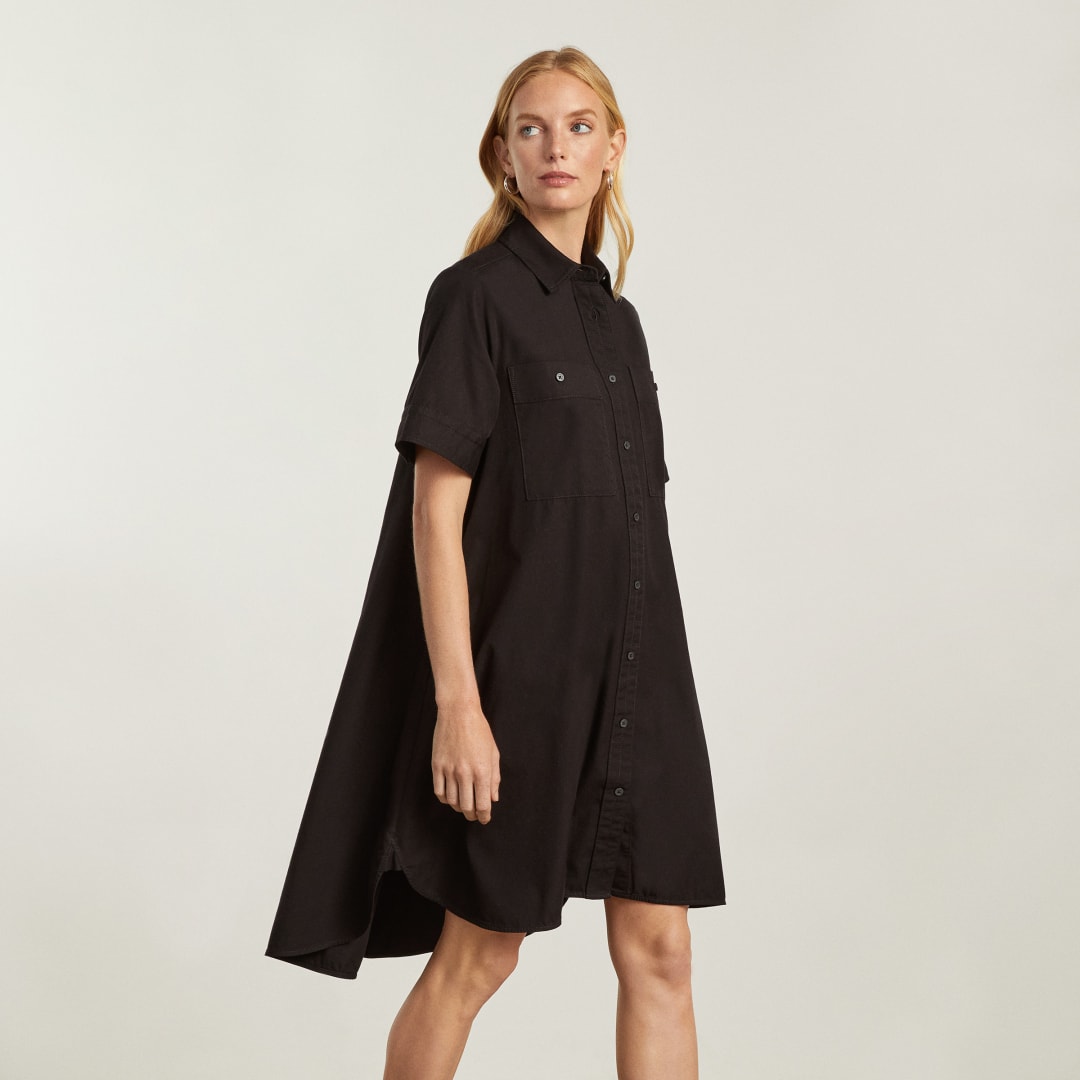 Casual black shirt dress