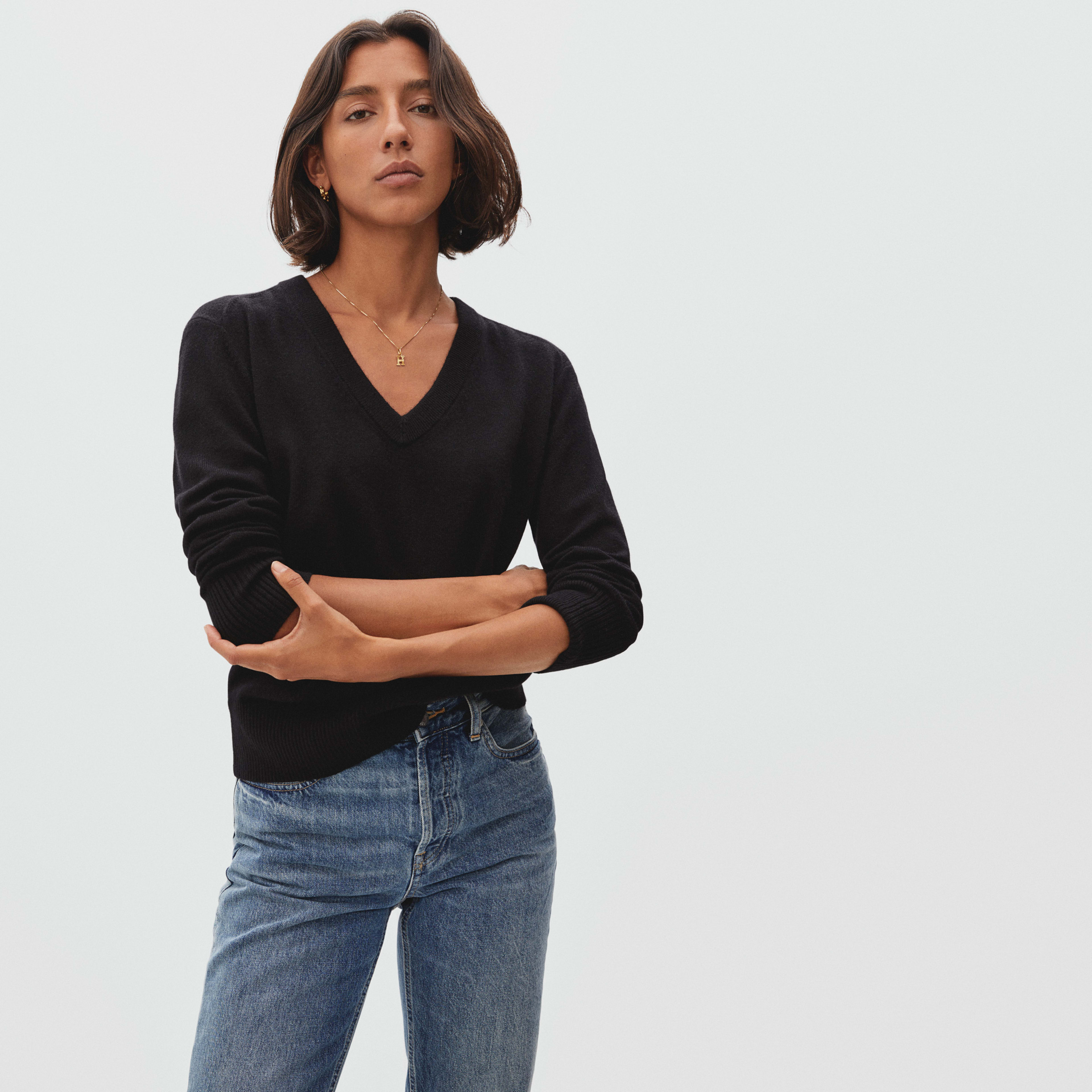 Everlane cashmere crop v neck cheap