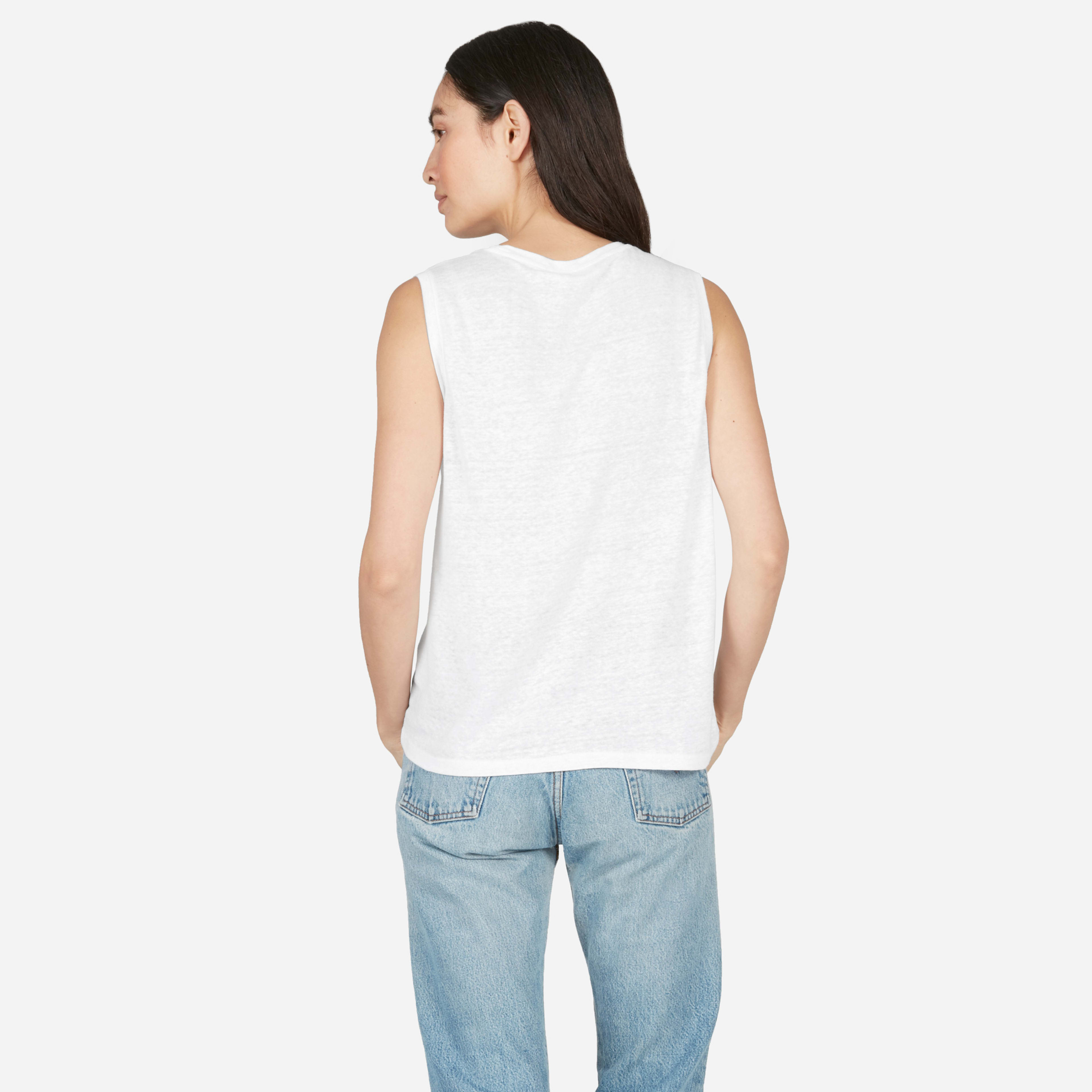 The Linen Muscle Tank White Everlane