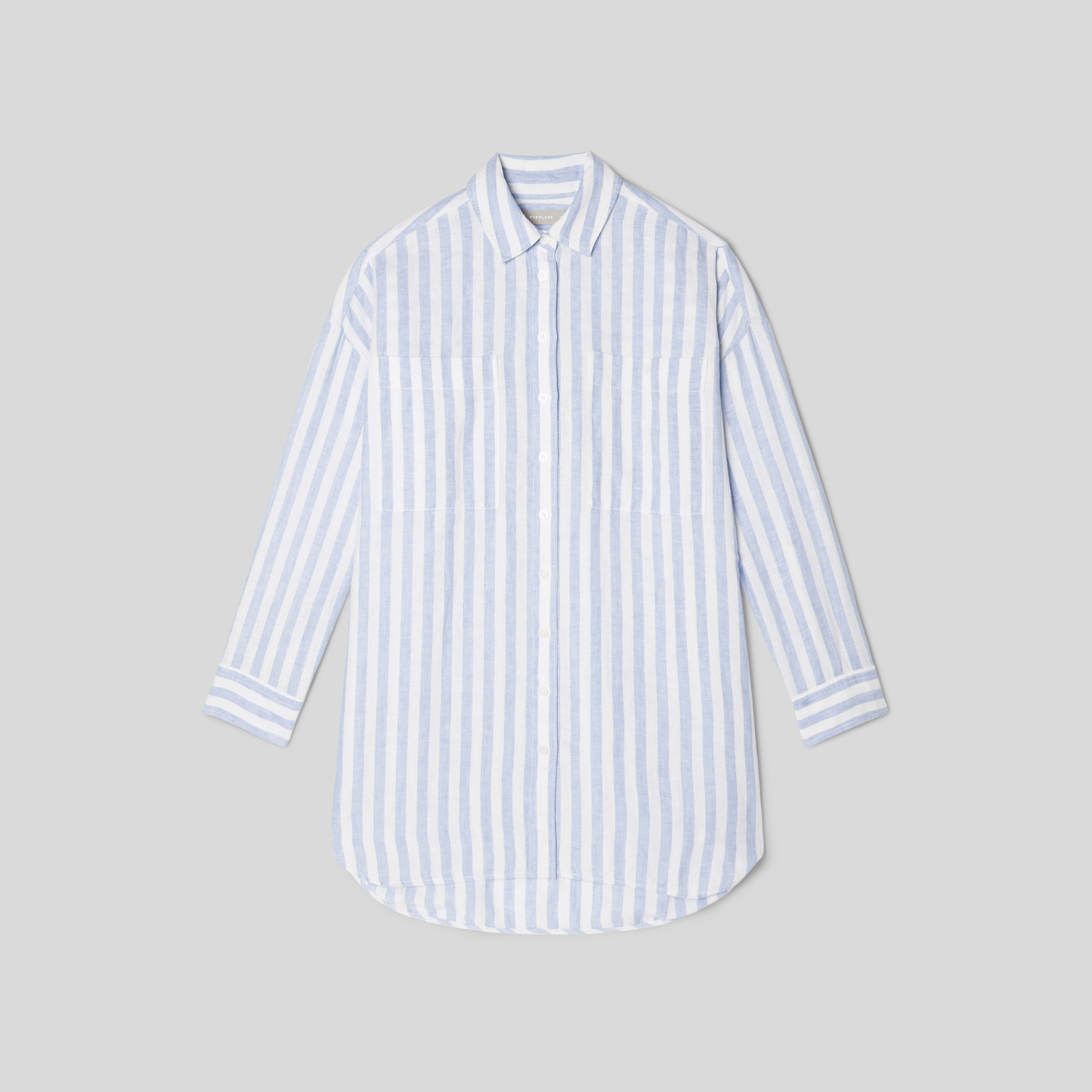 The Way-Long Linen Shirt Blue / White – Everlane