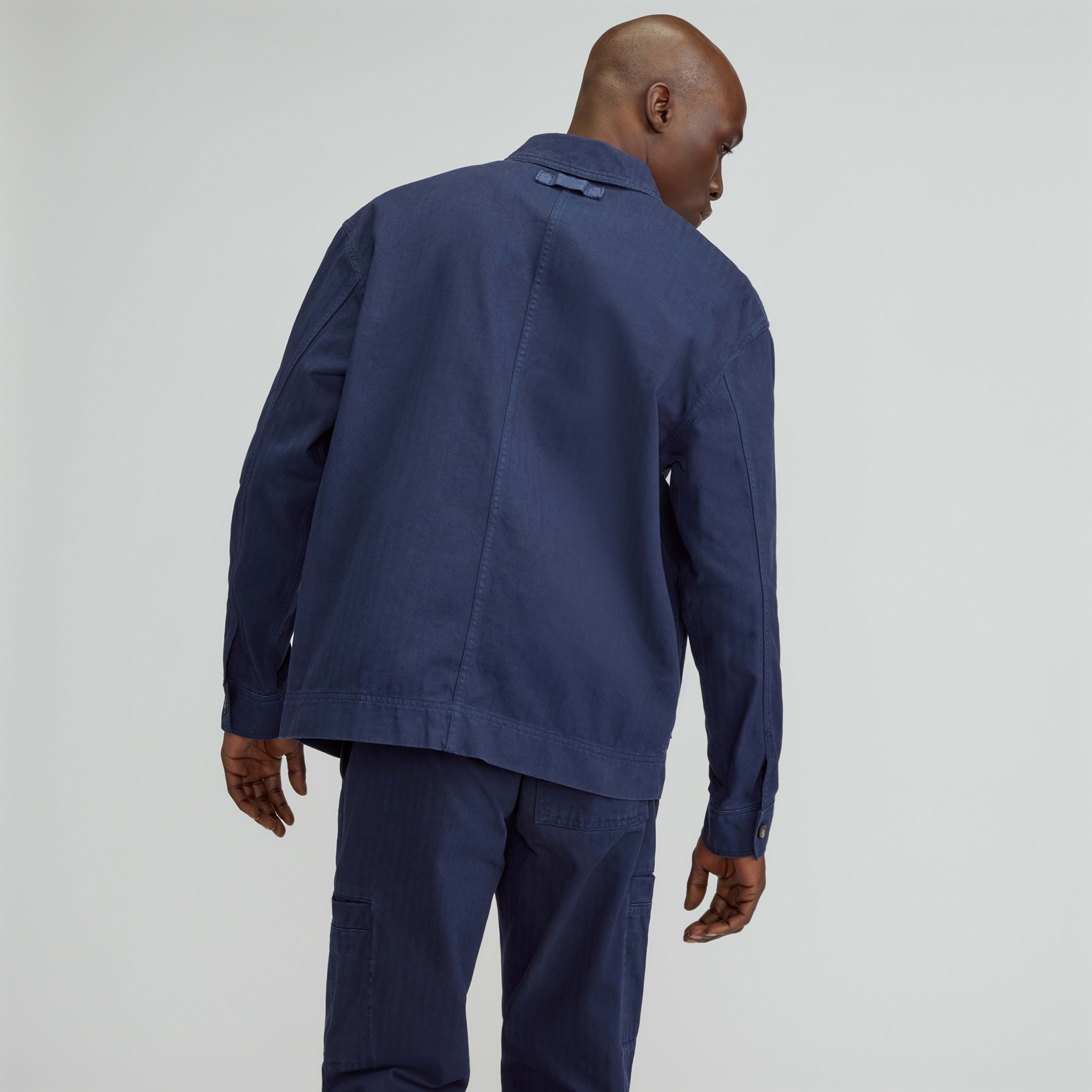 The Organic Cotton Herringbone Utility Jacket Navy Everlane