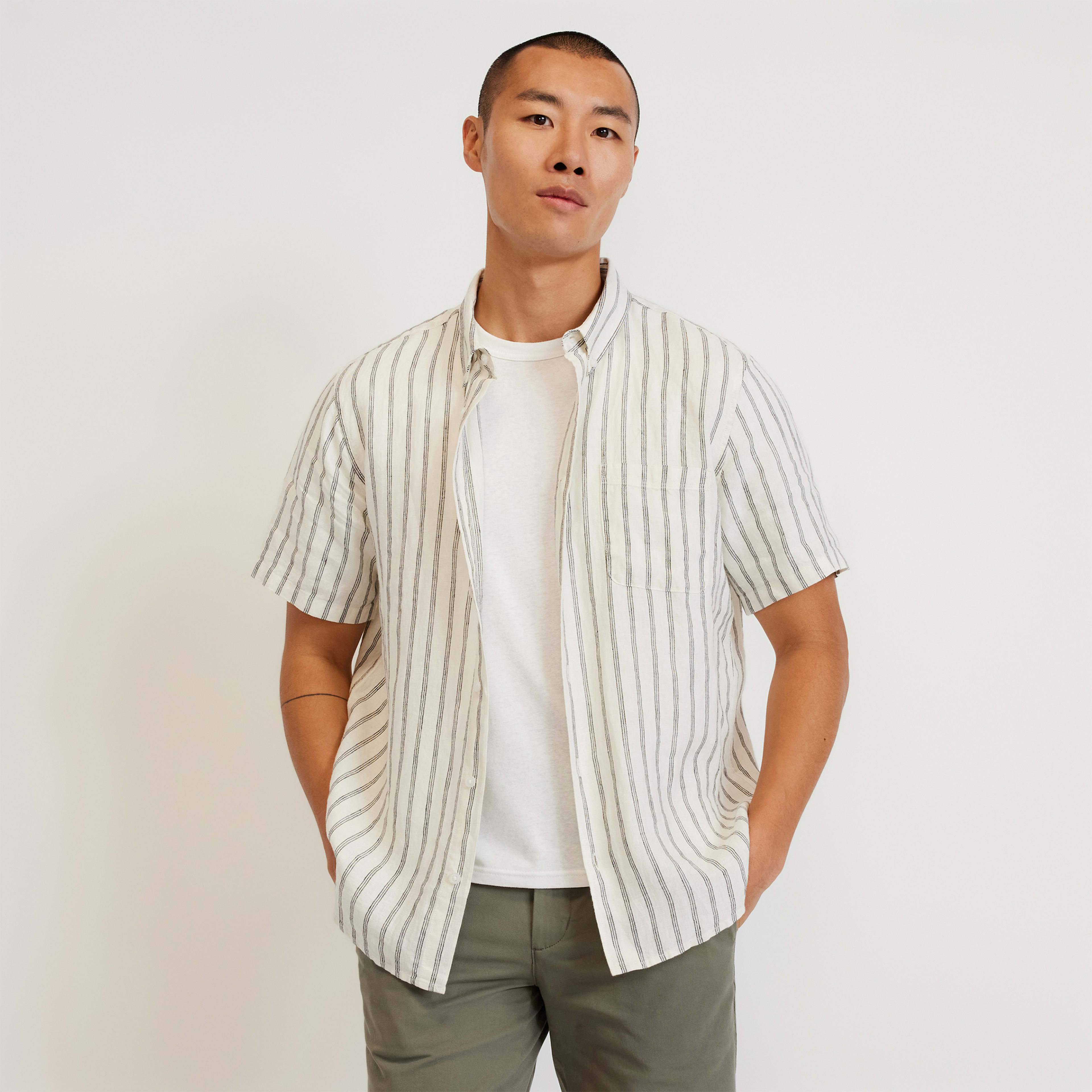 The Linen Short-Sleeve Standard Fit Shirt Black / Canvas Tan – Everlane