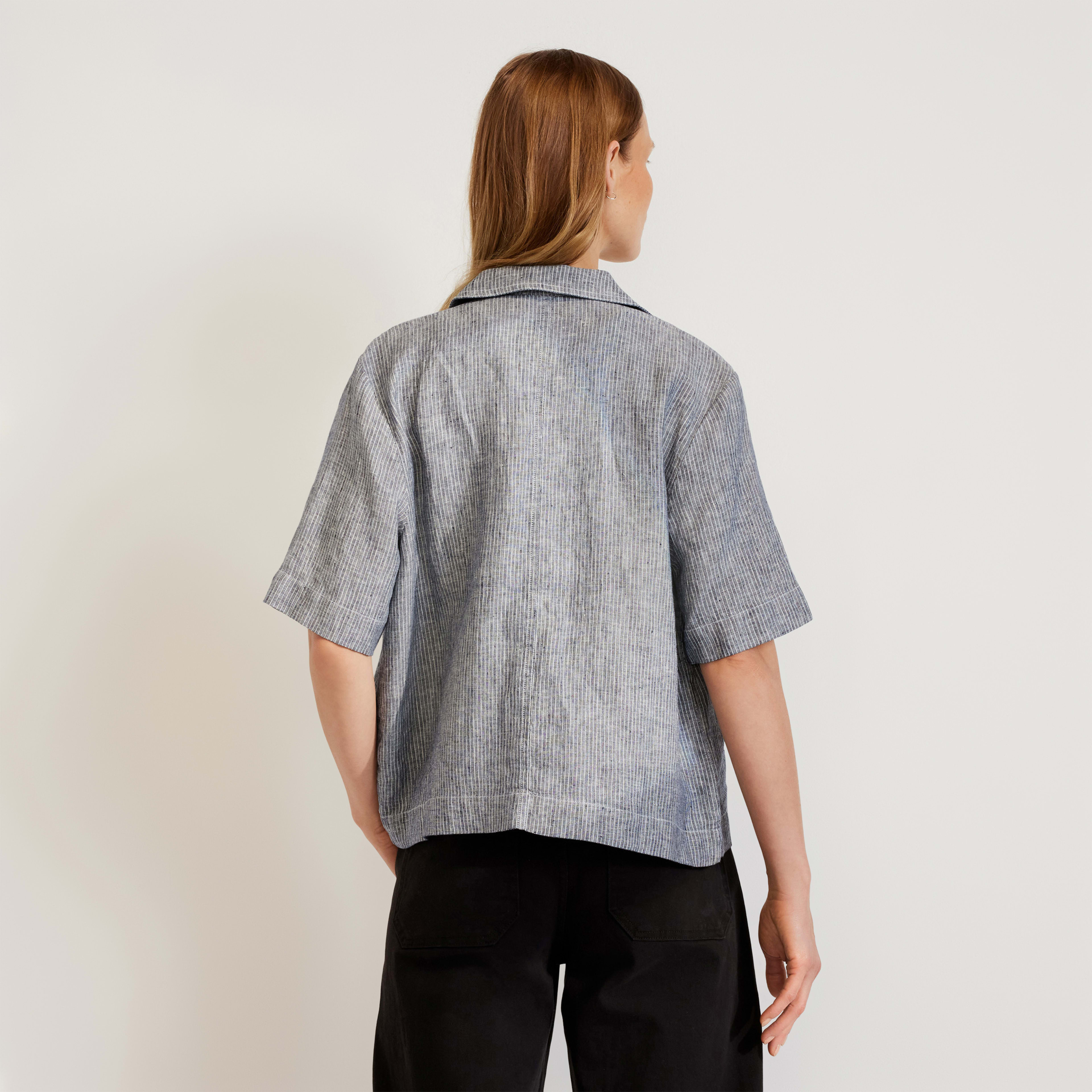 The Linen Workwear Shirt Canvas Tan / True Navy Everlane