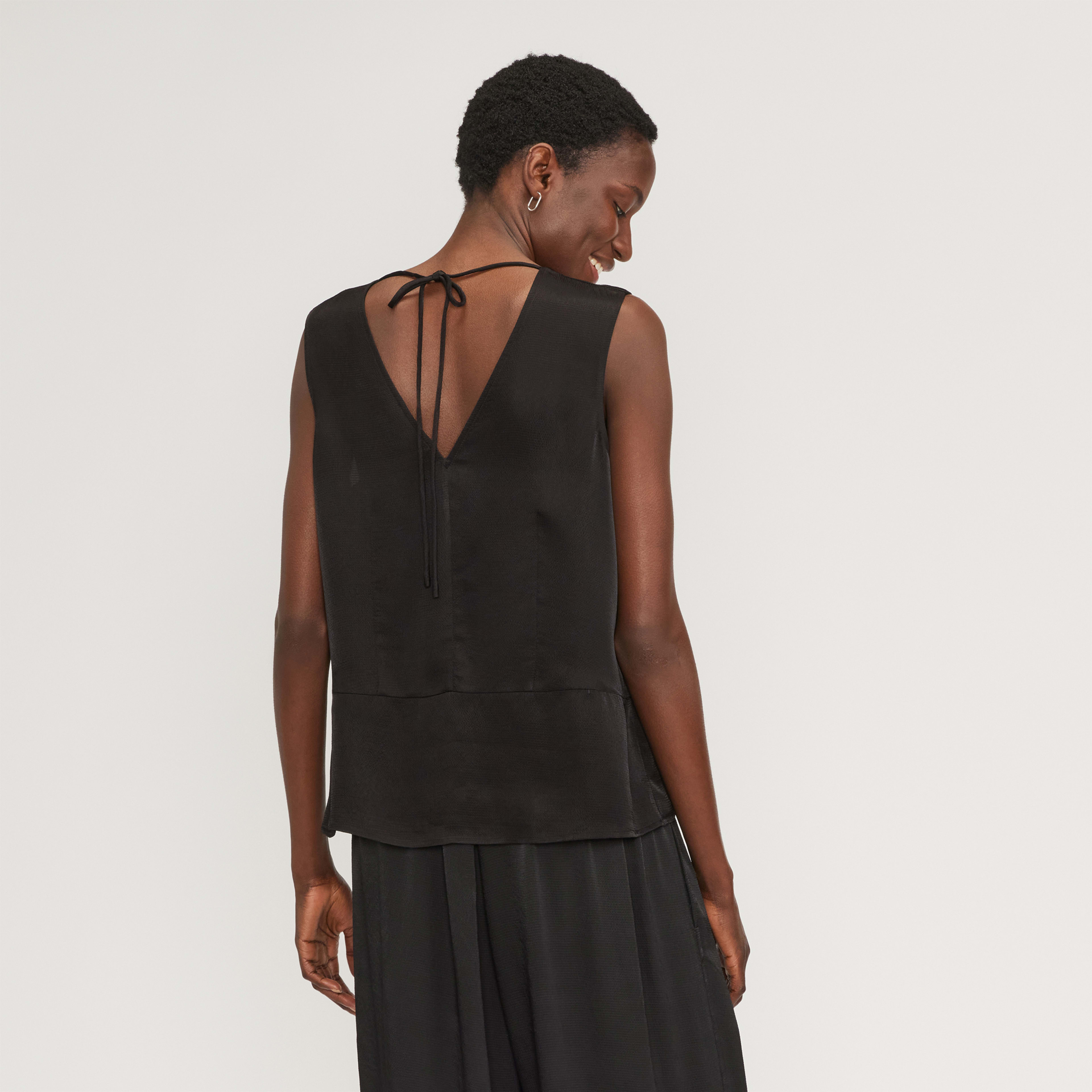 European Satin V-Neck Sleeveless Top main image 0