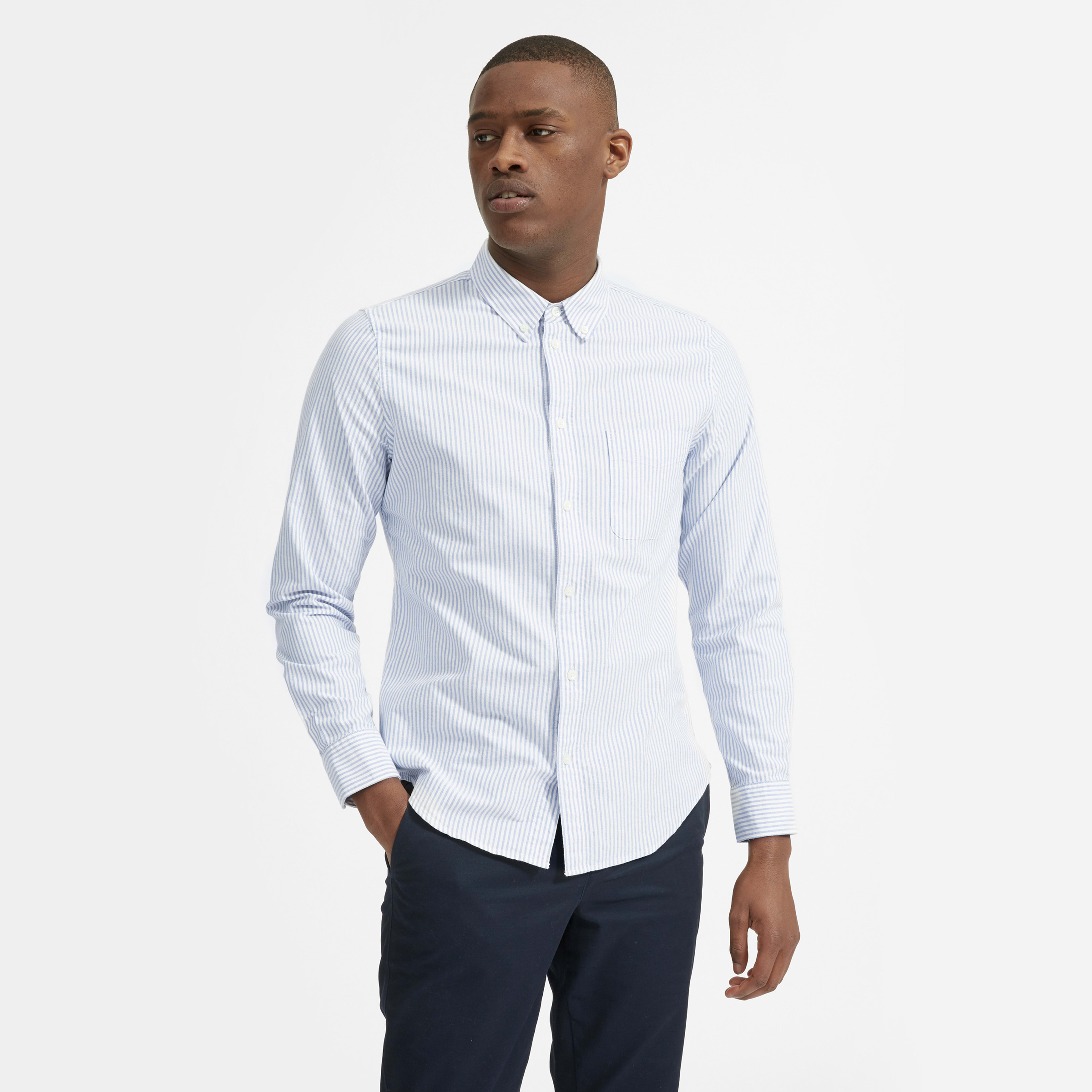 The Slim Fit Japanese Oxford | Uniform White / Blue Stripe – Everlane