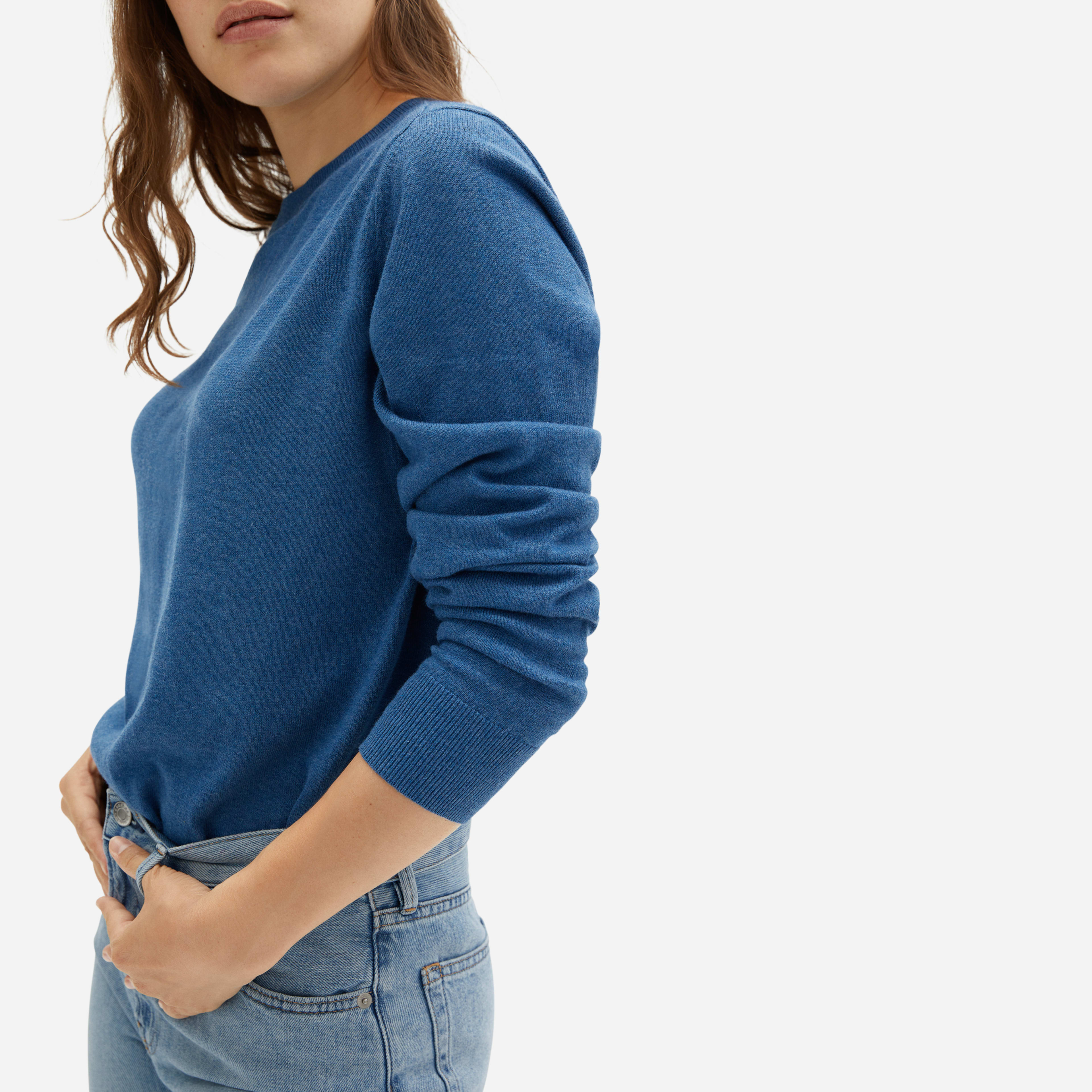 The Organic Cotton Crewneck Sweater Heathered Navy – Everlane